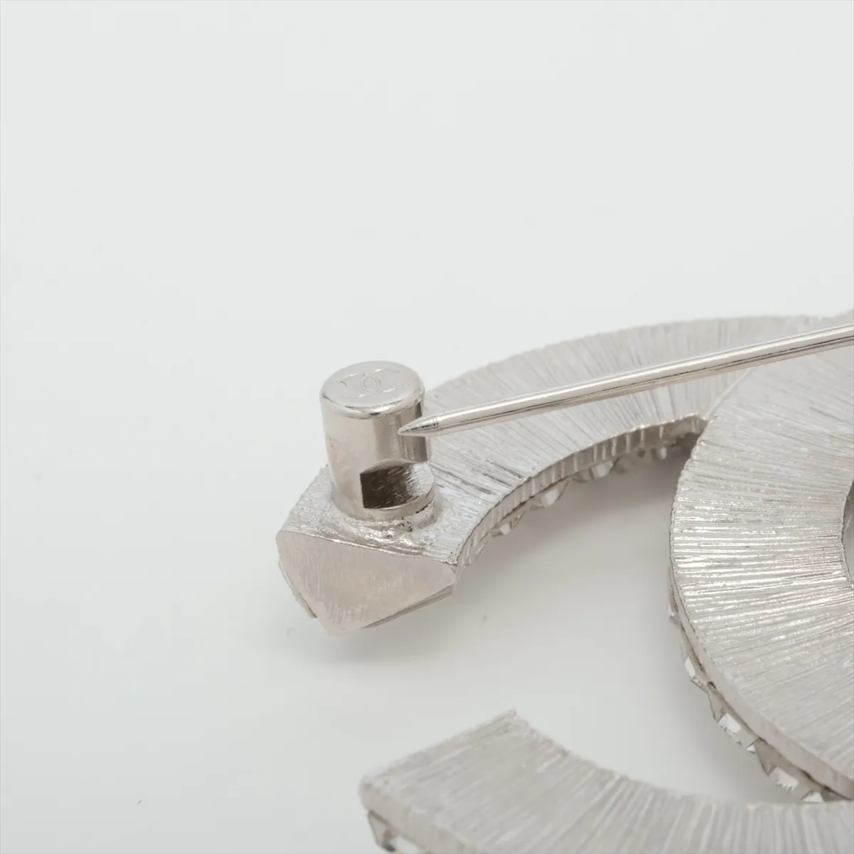 Coco Mark F23V Brooch, Metal x Rhinestone, Silver, — view 3