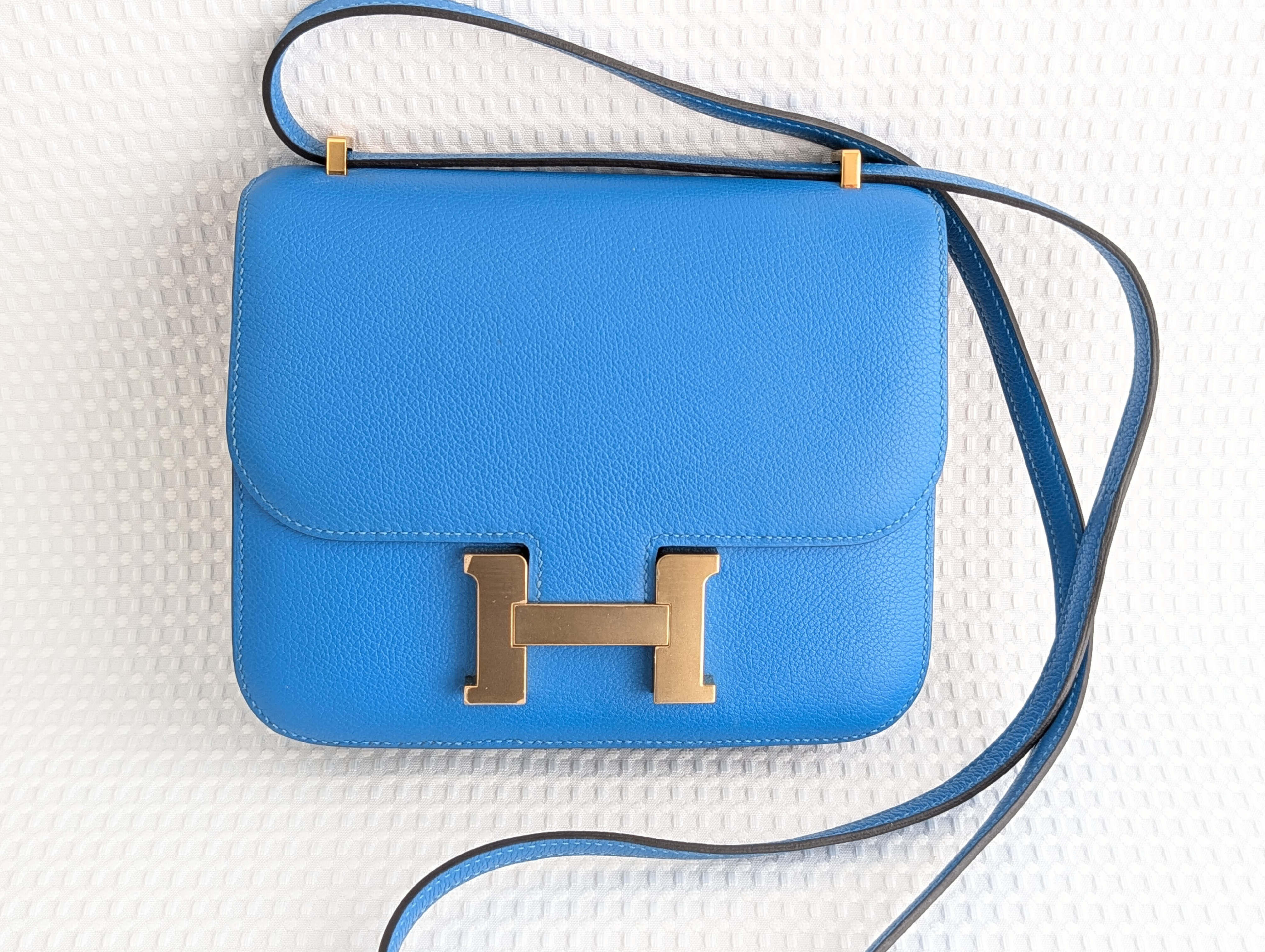 Constance Mini Blue Mykonos Gold Hardware C Stamp Shoulder Bag — view 3
