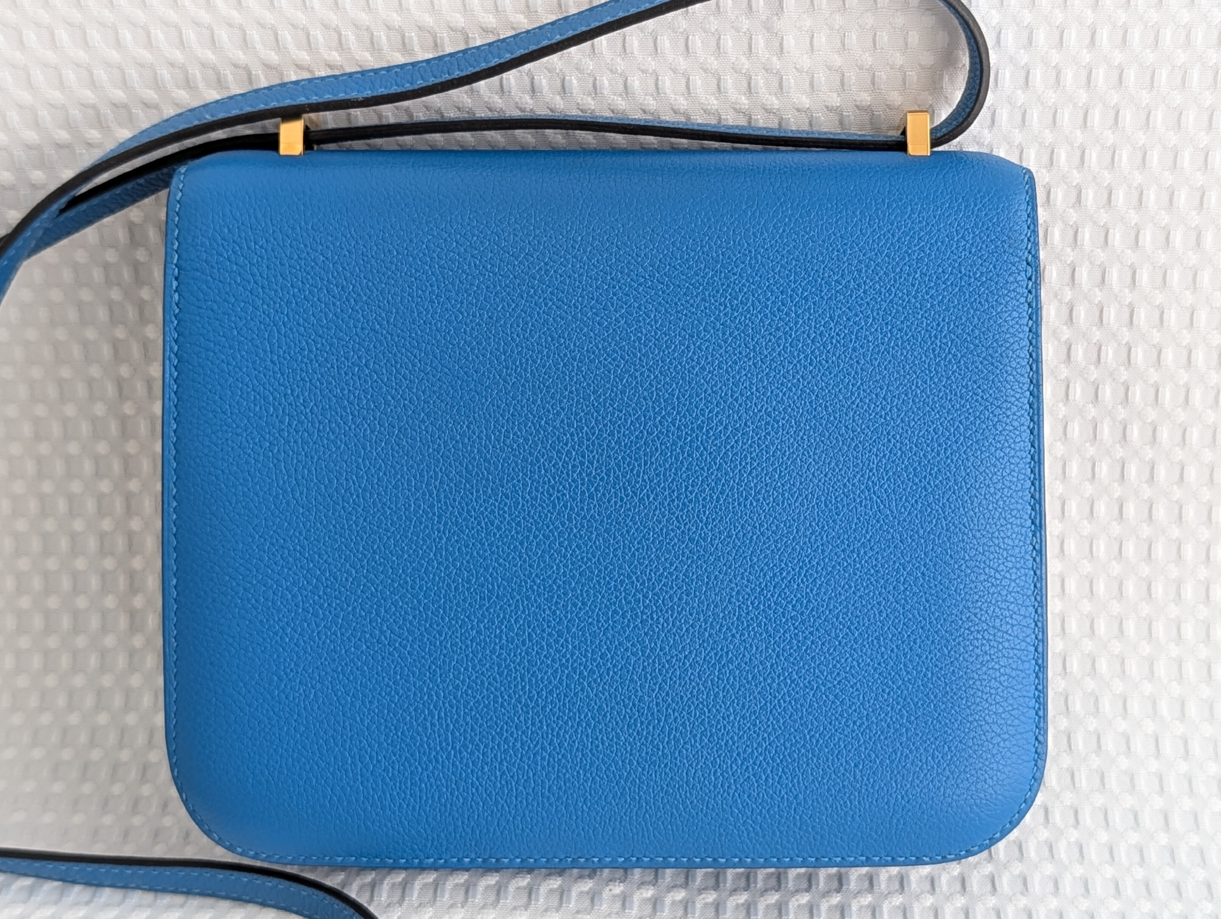 Constance Mini Blue Mykonos Gold Hardware C Stamp Shoulder Bag — view 4