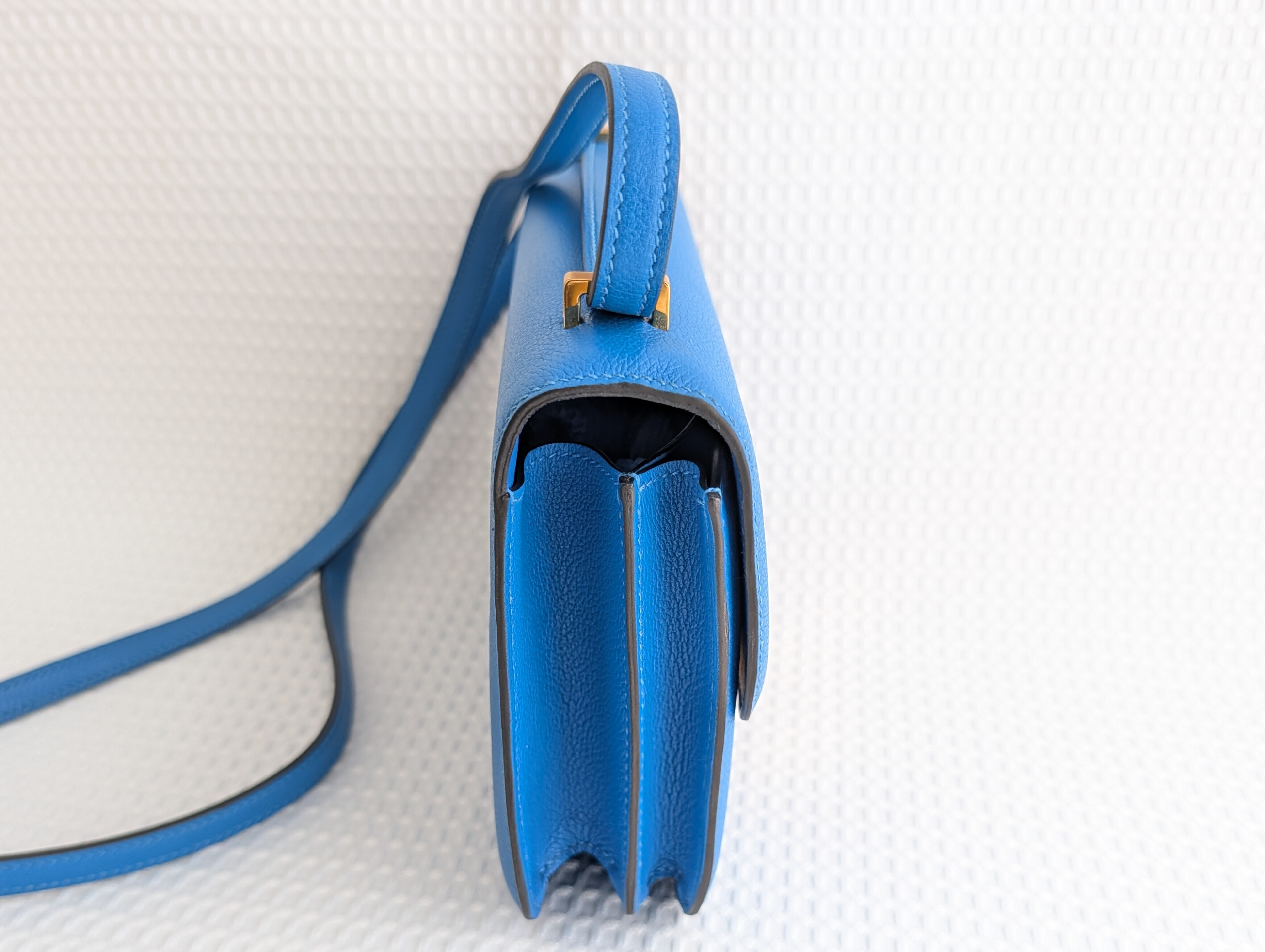 Constance Mini Blue Mykonos Gold Hardware C Stamp Shoulder Bag — view 5