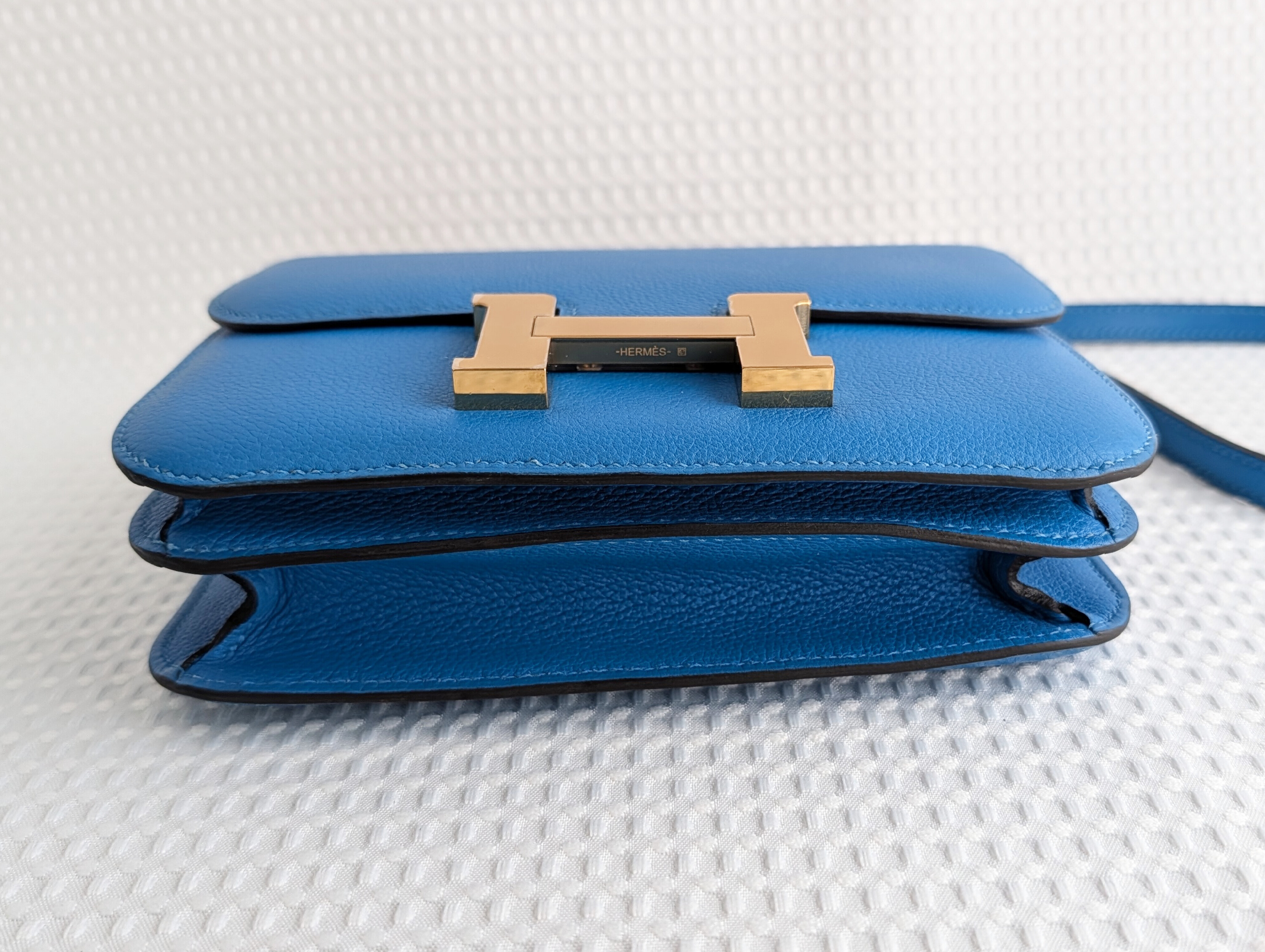 Constance Mini Blue Mykonos Gold Hardware C Stamp Shoulder Bag — view 7