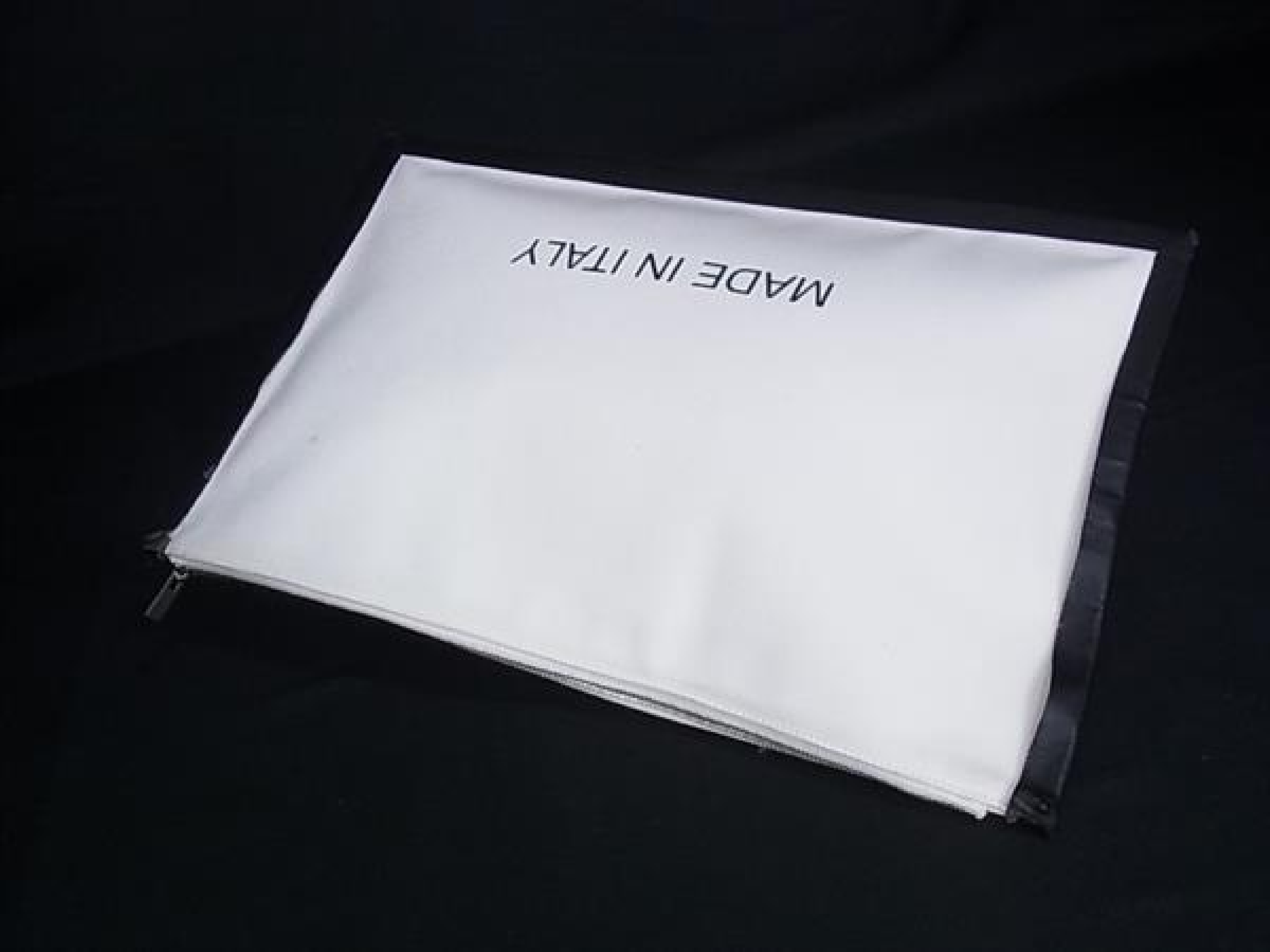 Canvas x Leather Second Clutch Bag for Women and Men, White x Black, FY5307 — view 2