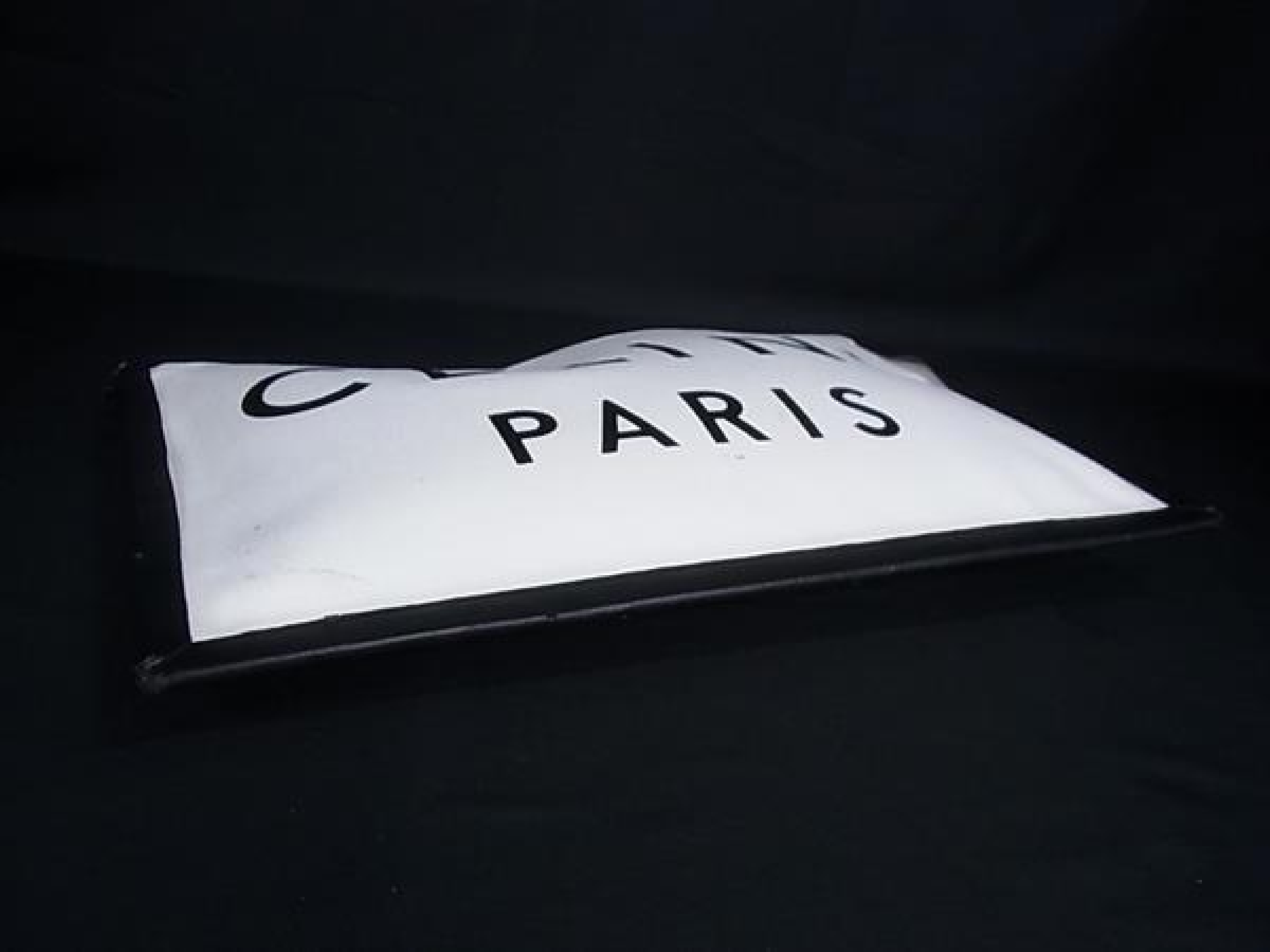 Canvas x Leather Second Clutch Bag for Women and Men, White x Black, FY5307 — view 3