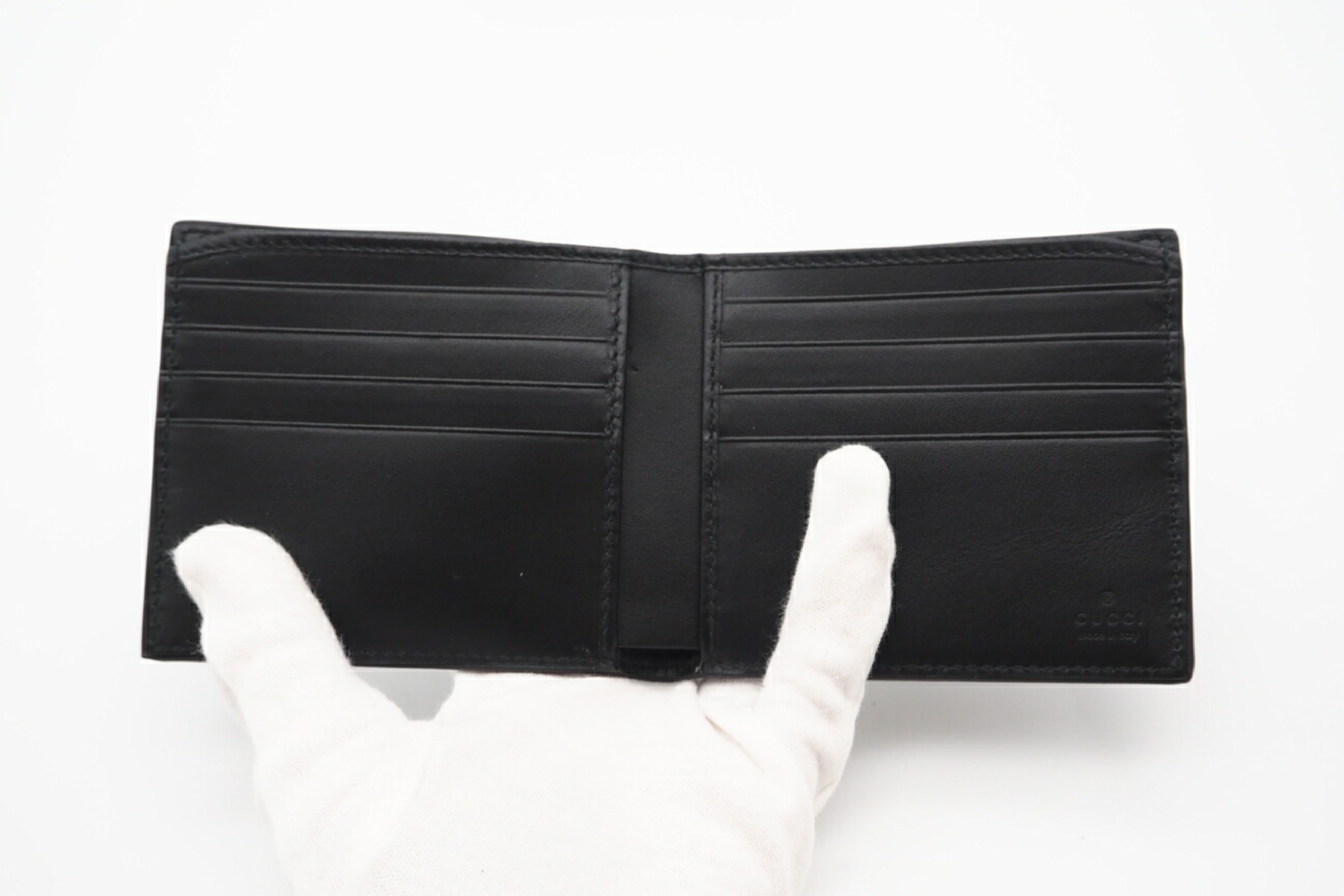 597674 Embroidered Leather Bi-fold Wallet, Black/Multicolor, with Dust Bag and Box, Billfold — view 7