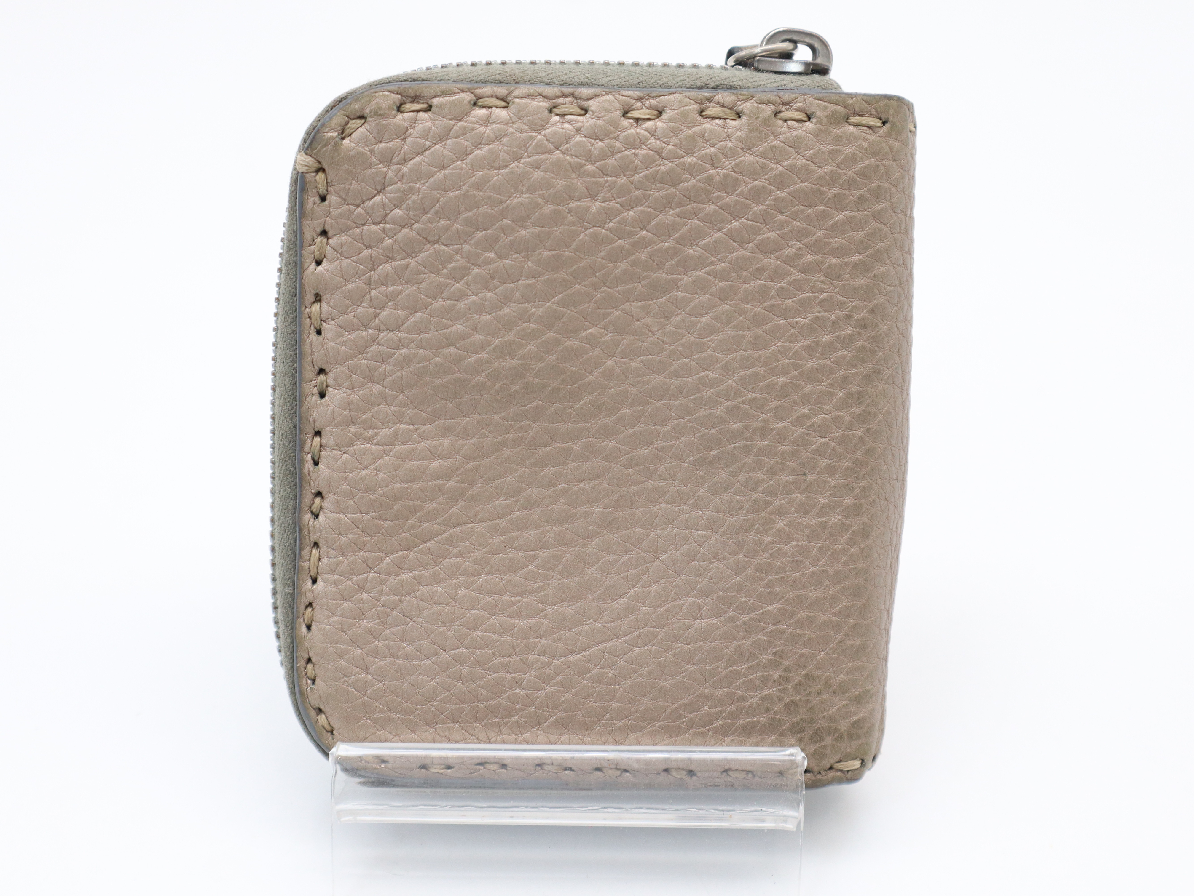 Leather Selleria Bi-fold Wallet, Metallic Brown — view 2