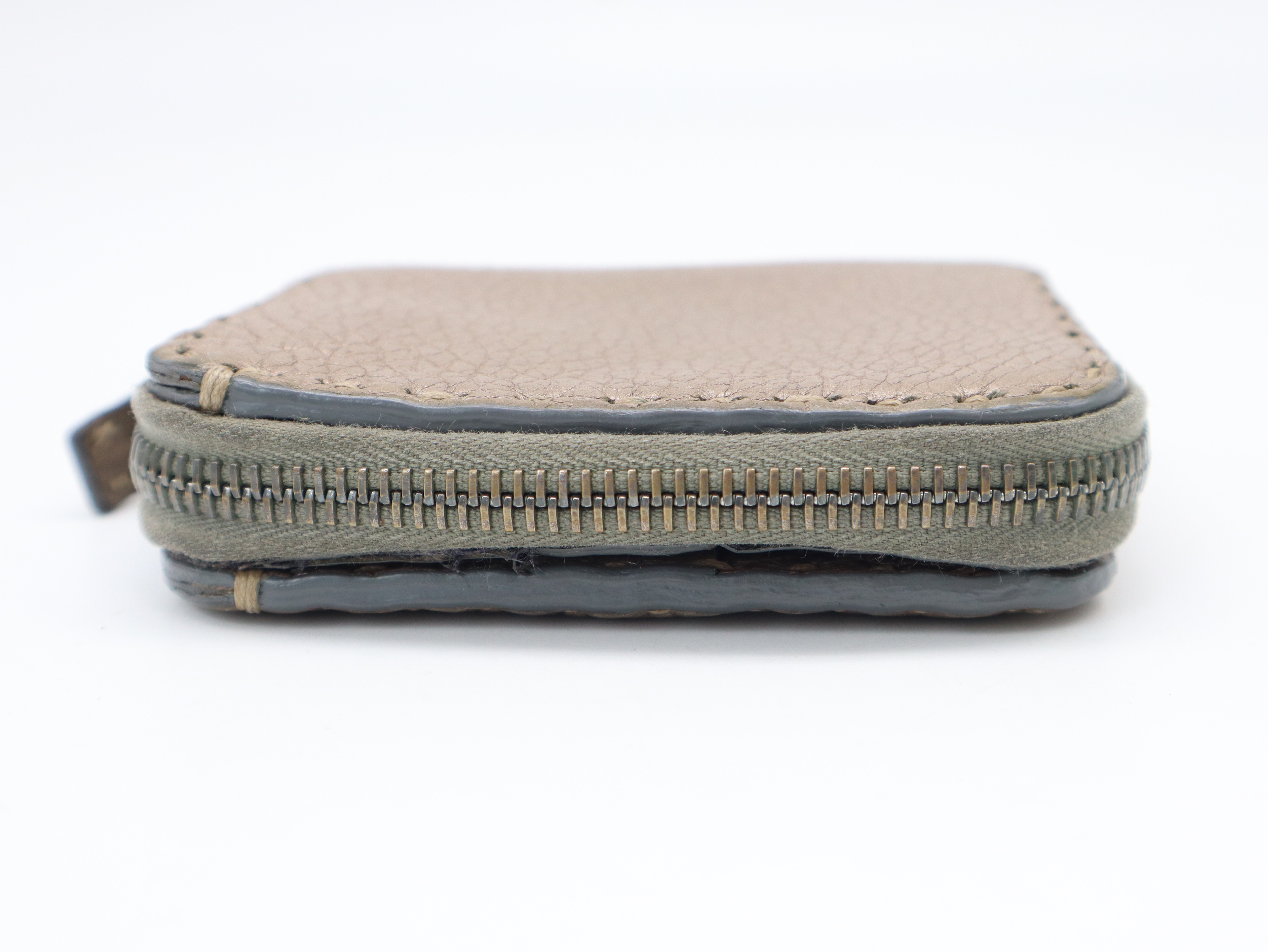 Leather Selleria Bi-fold Wallet, Metallic Brown — view 5