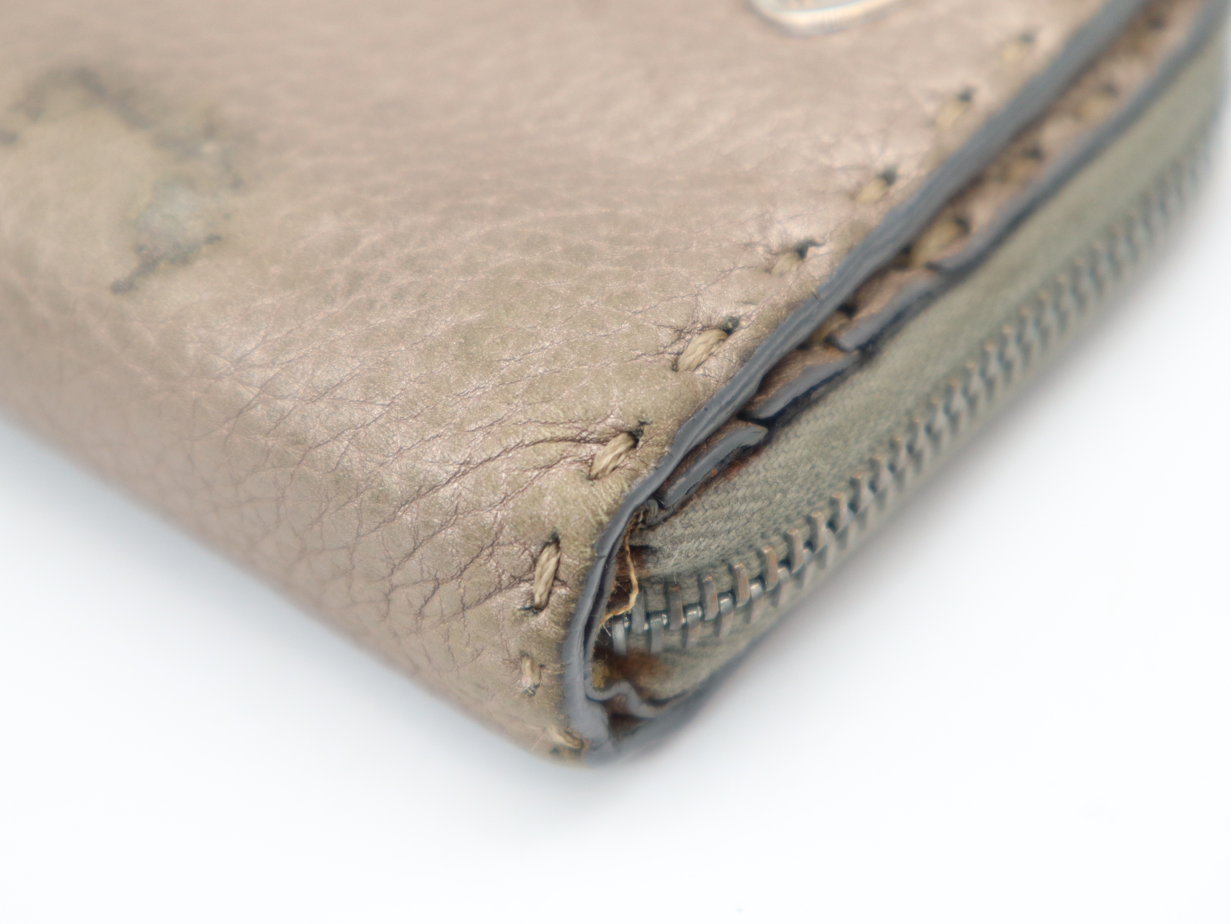 Leather Selleria Bi-fold Wallet, Metallic Brown — view 7
