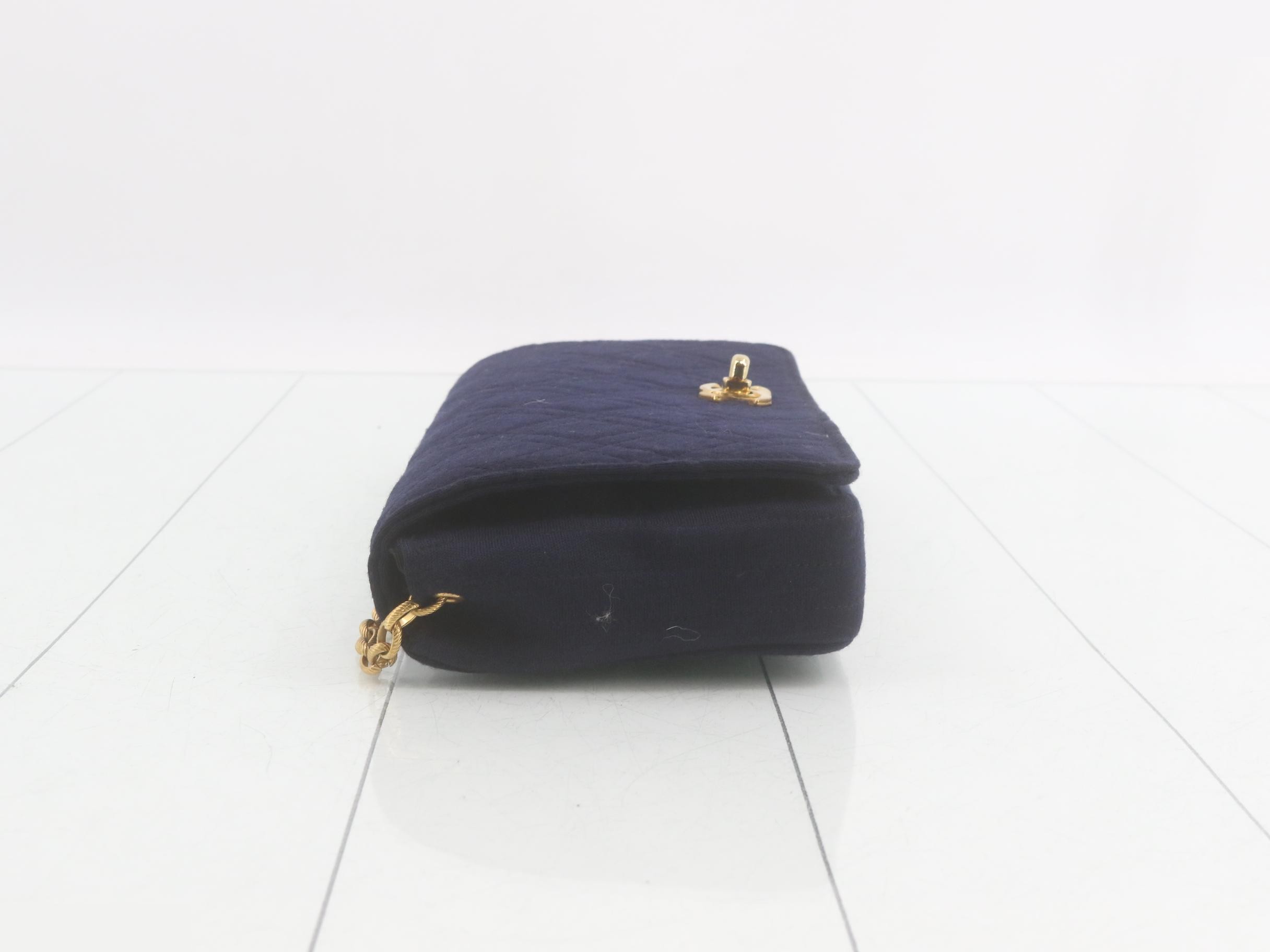 Vintage knitted cotton quilted chain shoulder bag — view 4