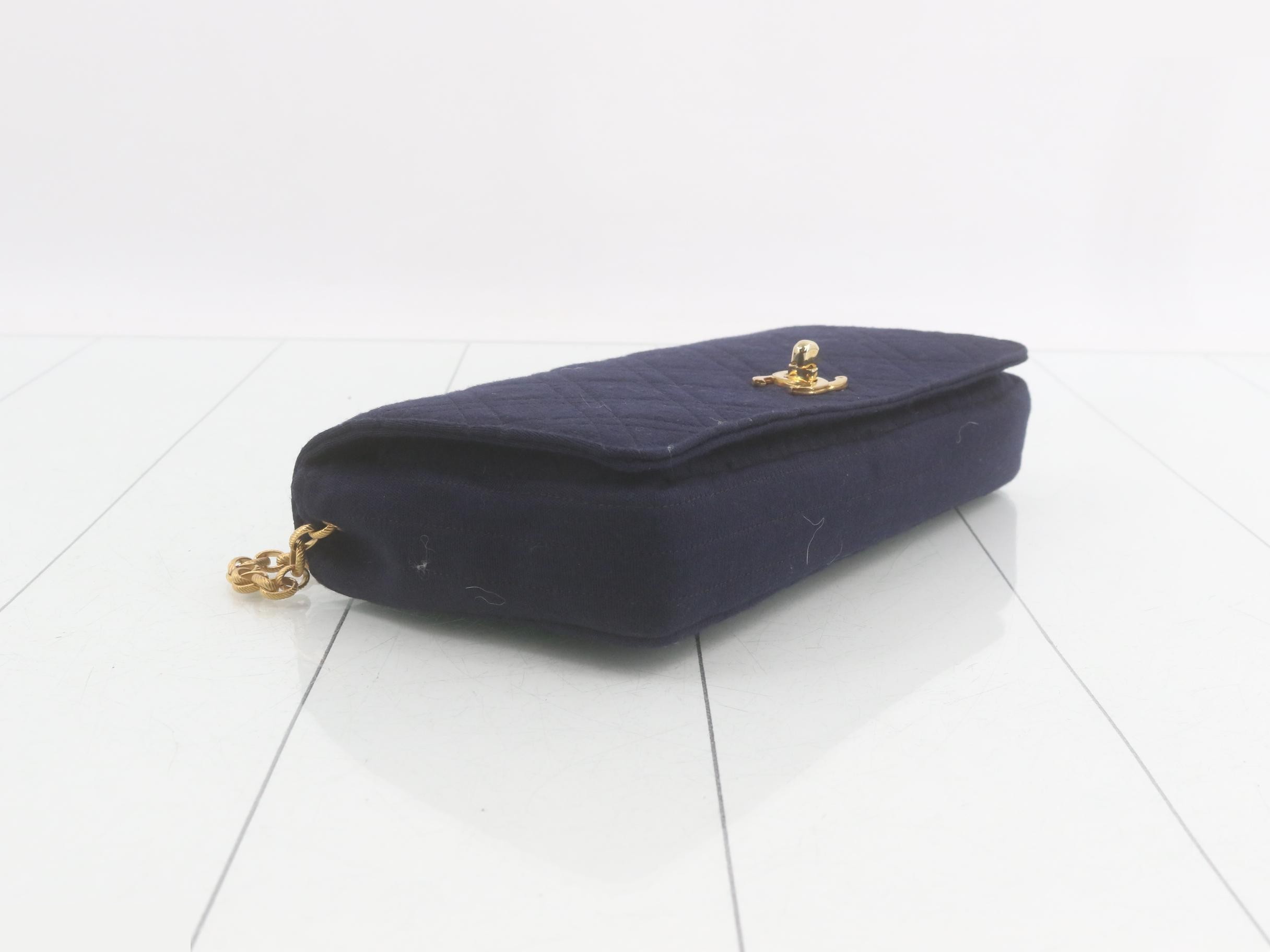 Vintage knitted cotton quilted chain shoulder bag — view 5