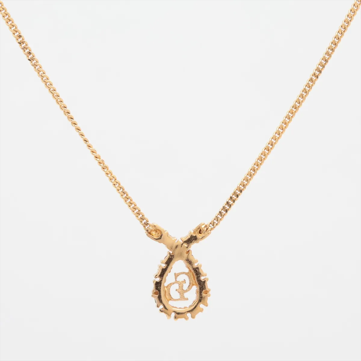 CD Logo Necklace GP x Rhinestone Gold — view 2