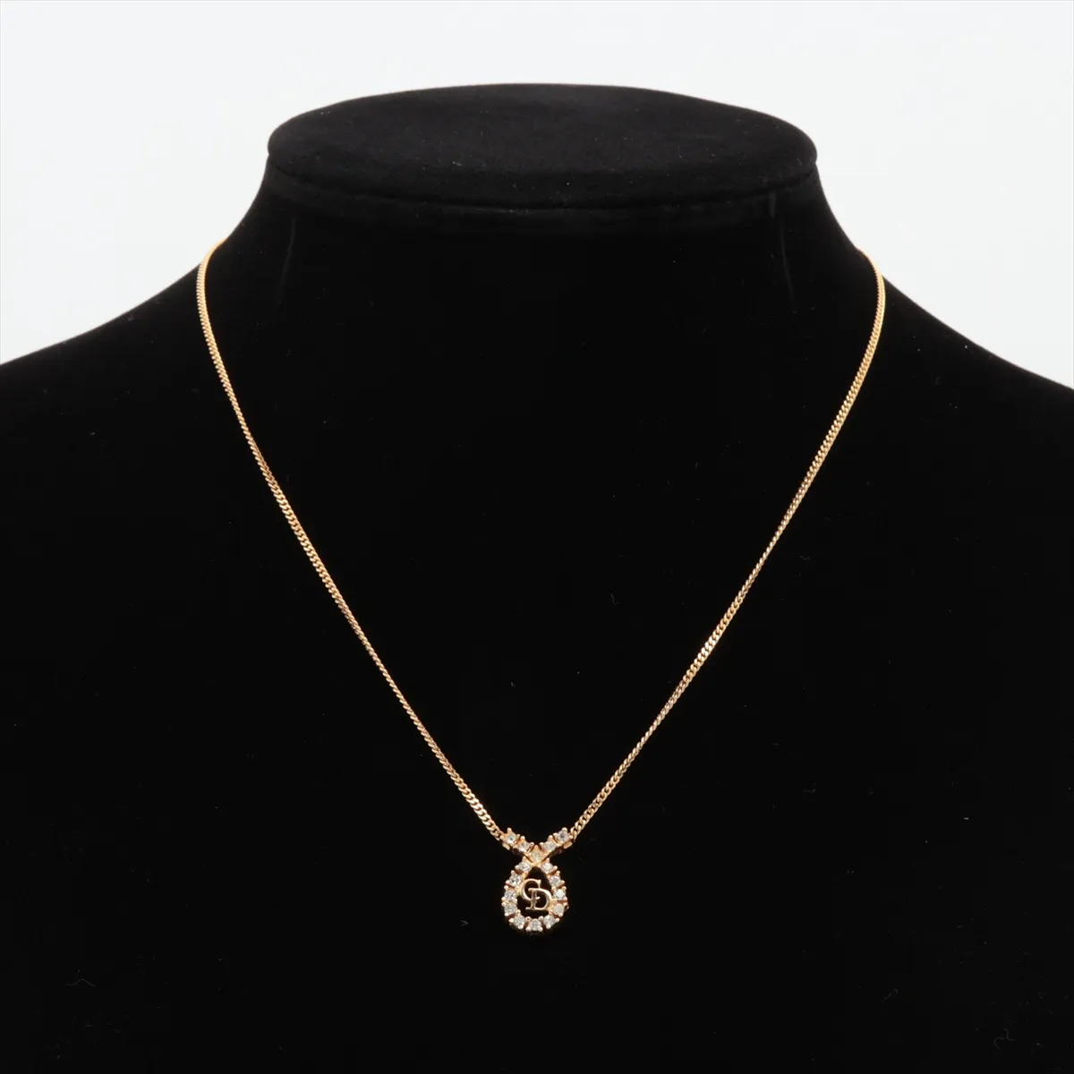 CD Logo Necklace GP x Rhinestone Gold — view 5