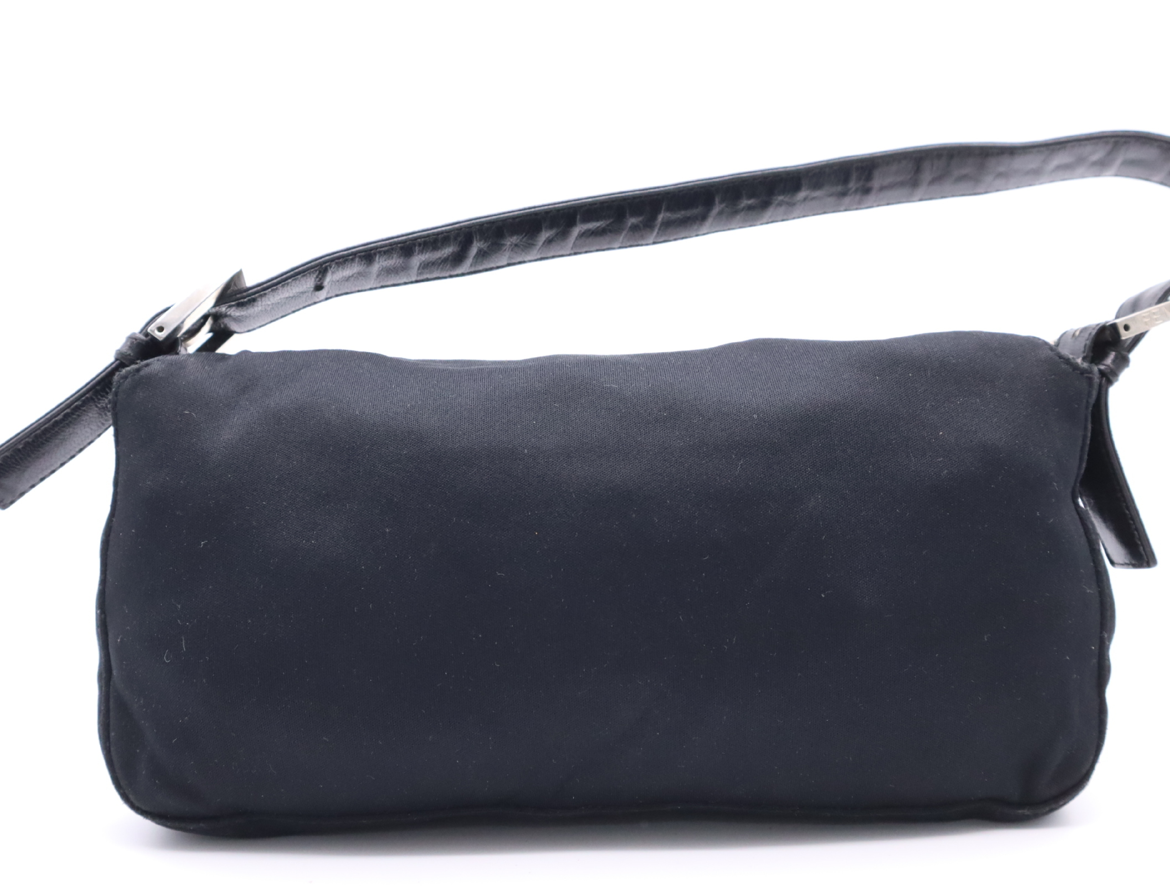 Canvas/Leather Jersey Mamma Handbag, Black, Silver Hardware — view 2