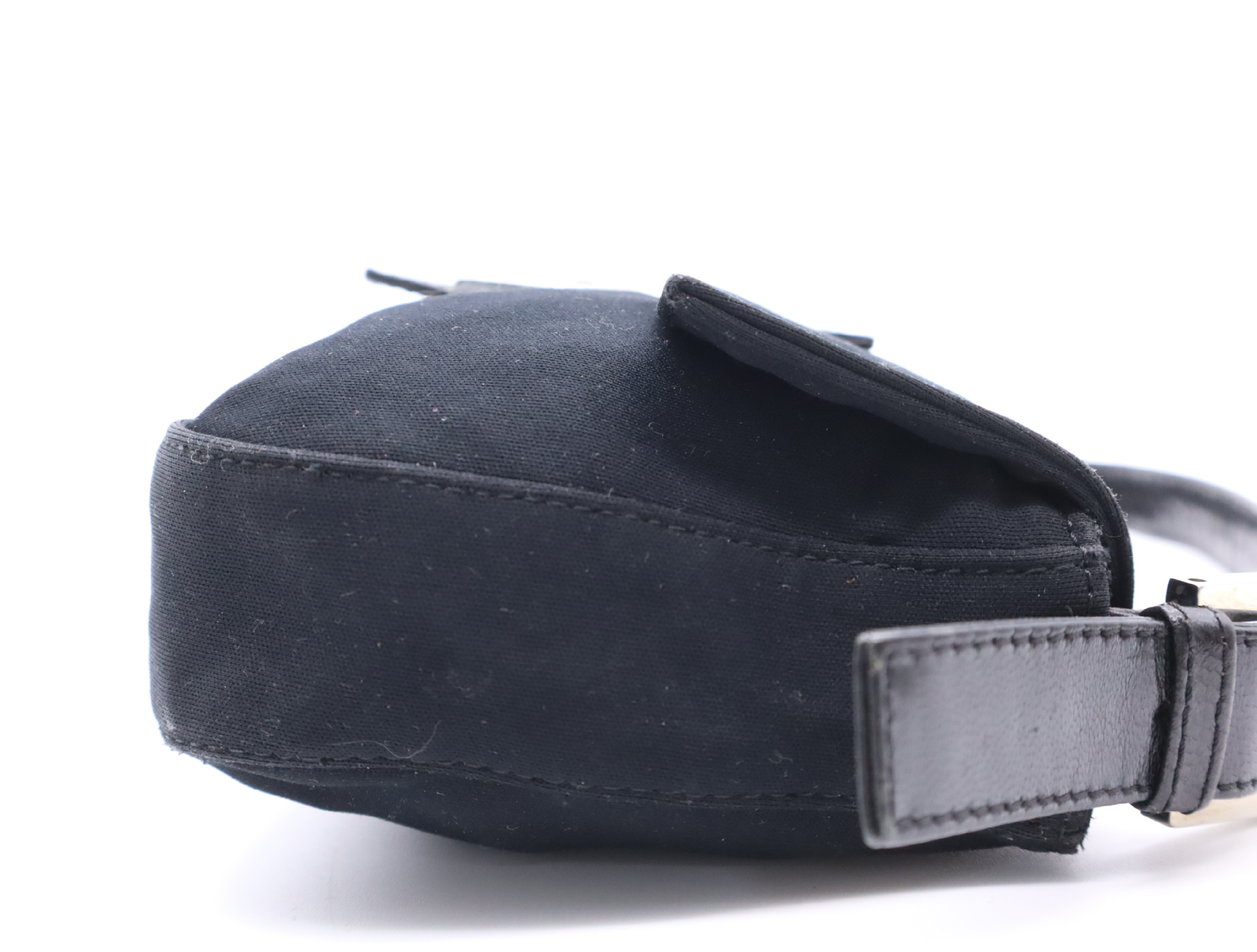 Canvas/Leather Jersey Mamma Handbag, Black, Silver Hardware — view 5