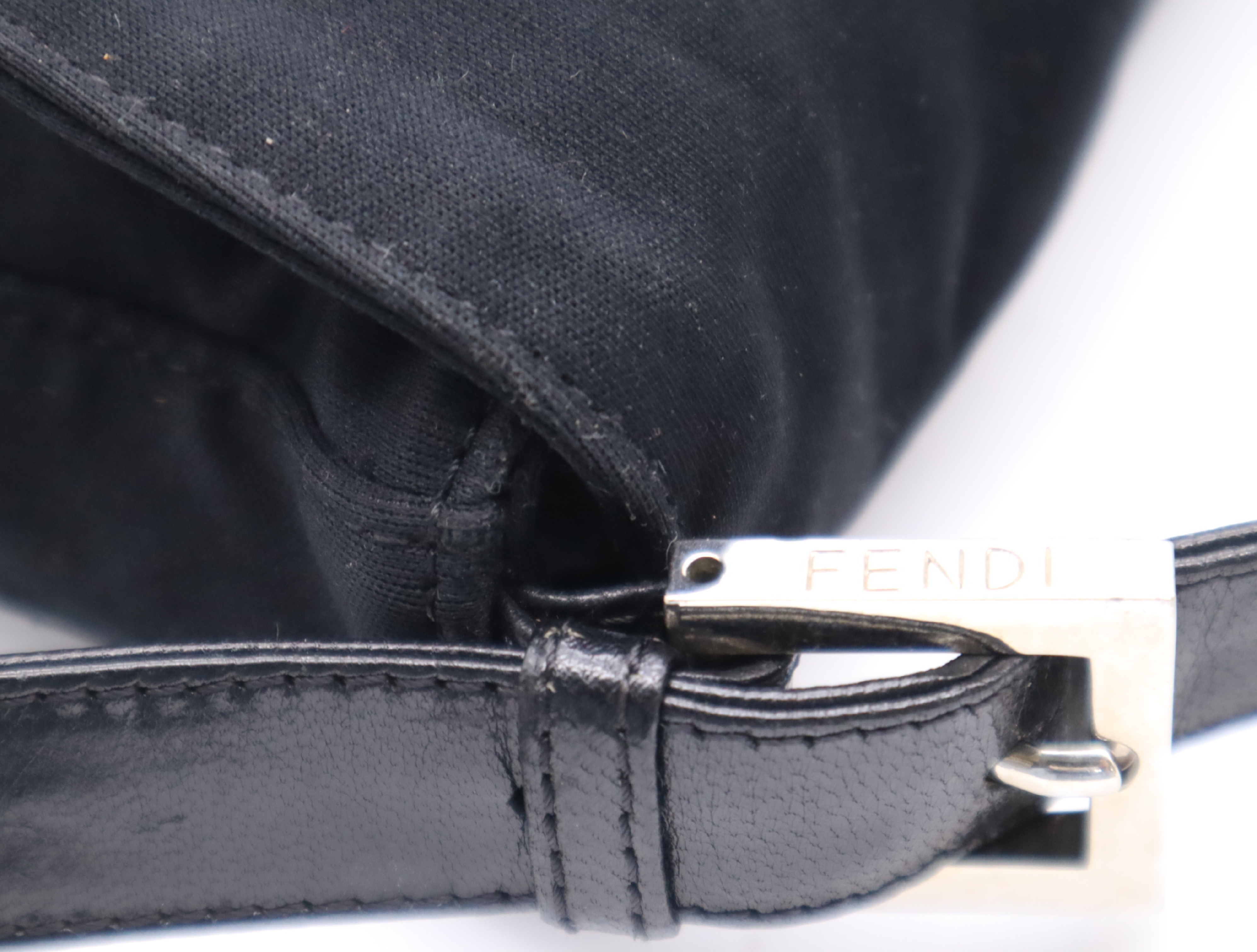 Canvas/Leather Jersey Mamma Handbag, Black, Silver Hardware — view 8