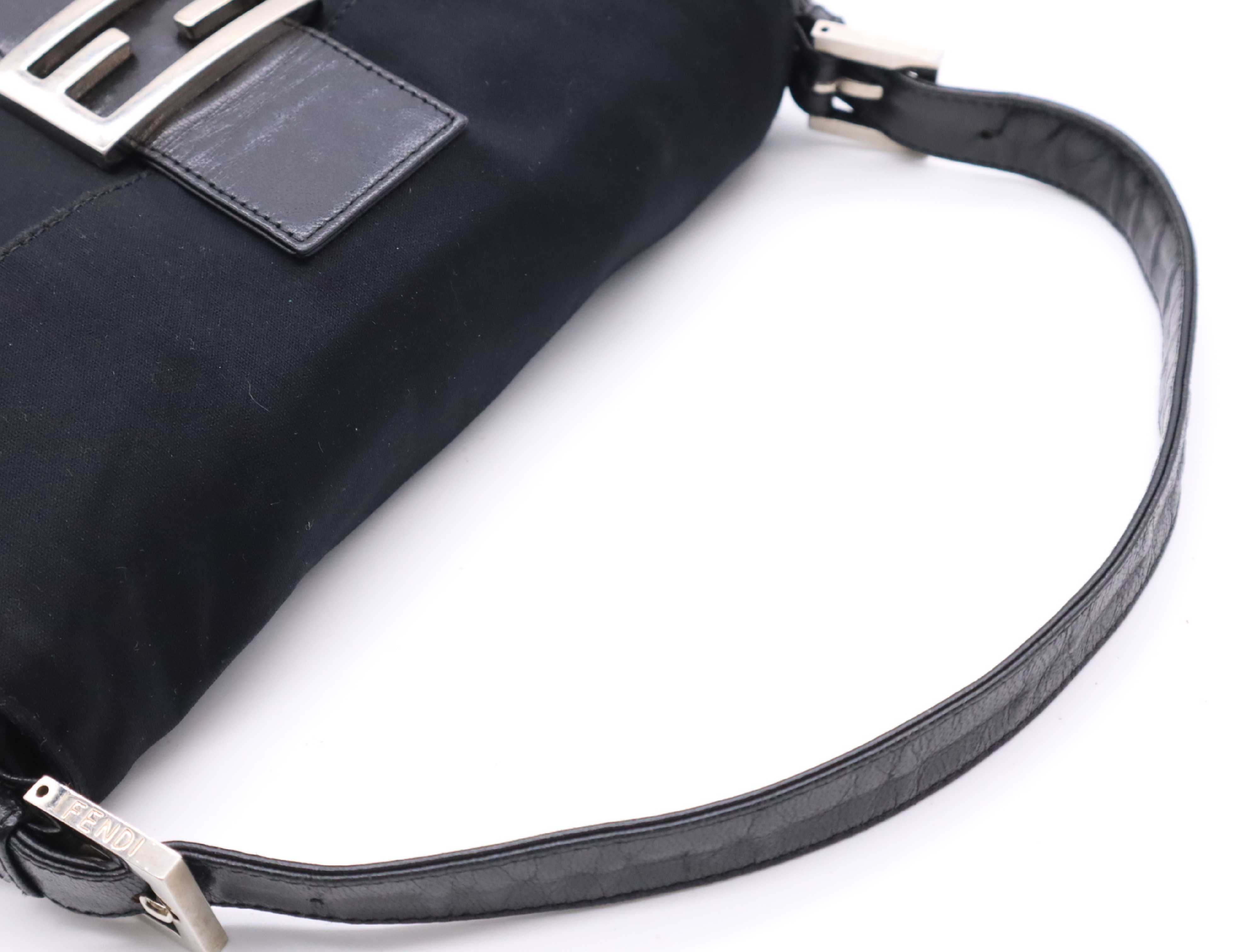 Canvas/Leather Jersey Mamma Handbag, Black, Silver Hardware — view 10