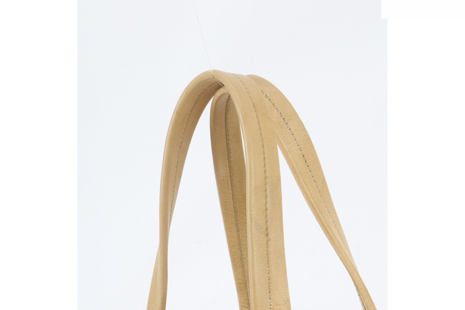 White tag included. Triangle logo leather tote bag. — view 2