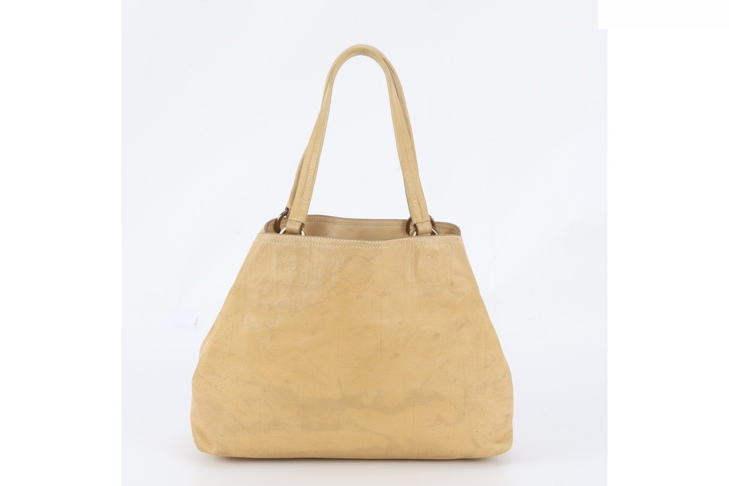 White tag included. Triangle logo leather tote bag. — view 3