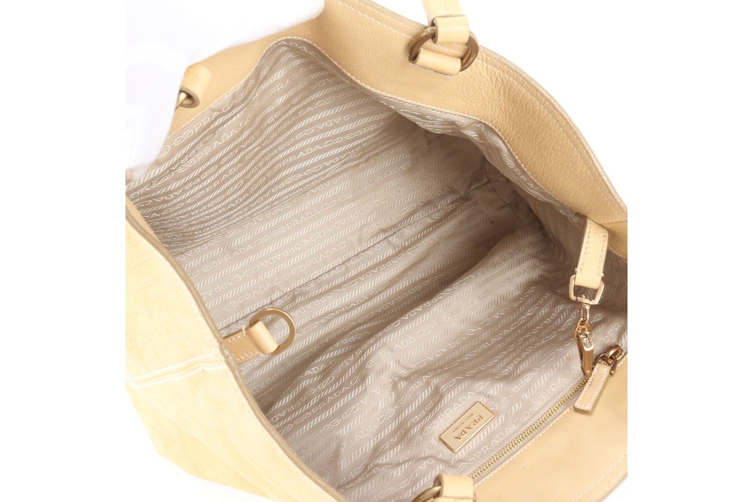 White tag included. Triangle logo leather tote bag. — view 7