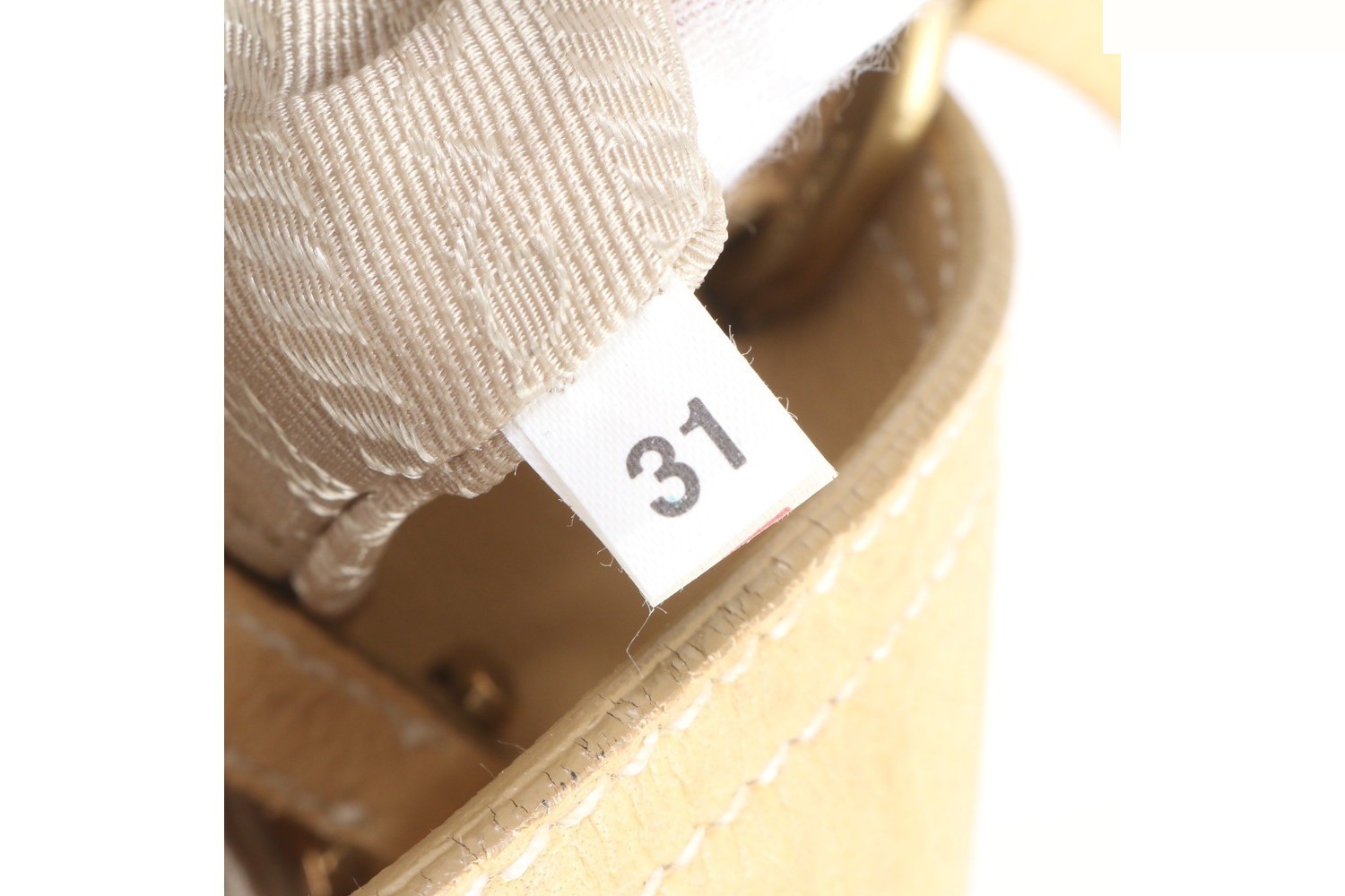 White tag included. Triangle logo leather tote bag. — view 9