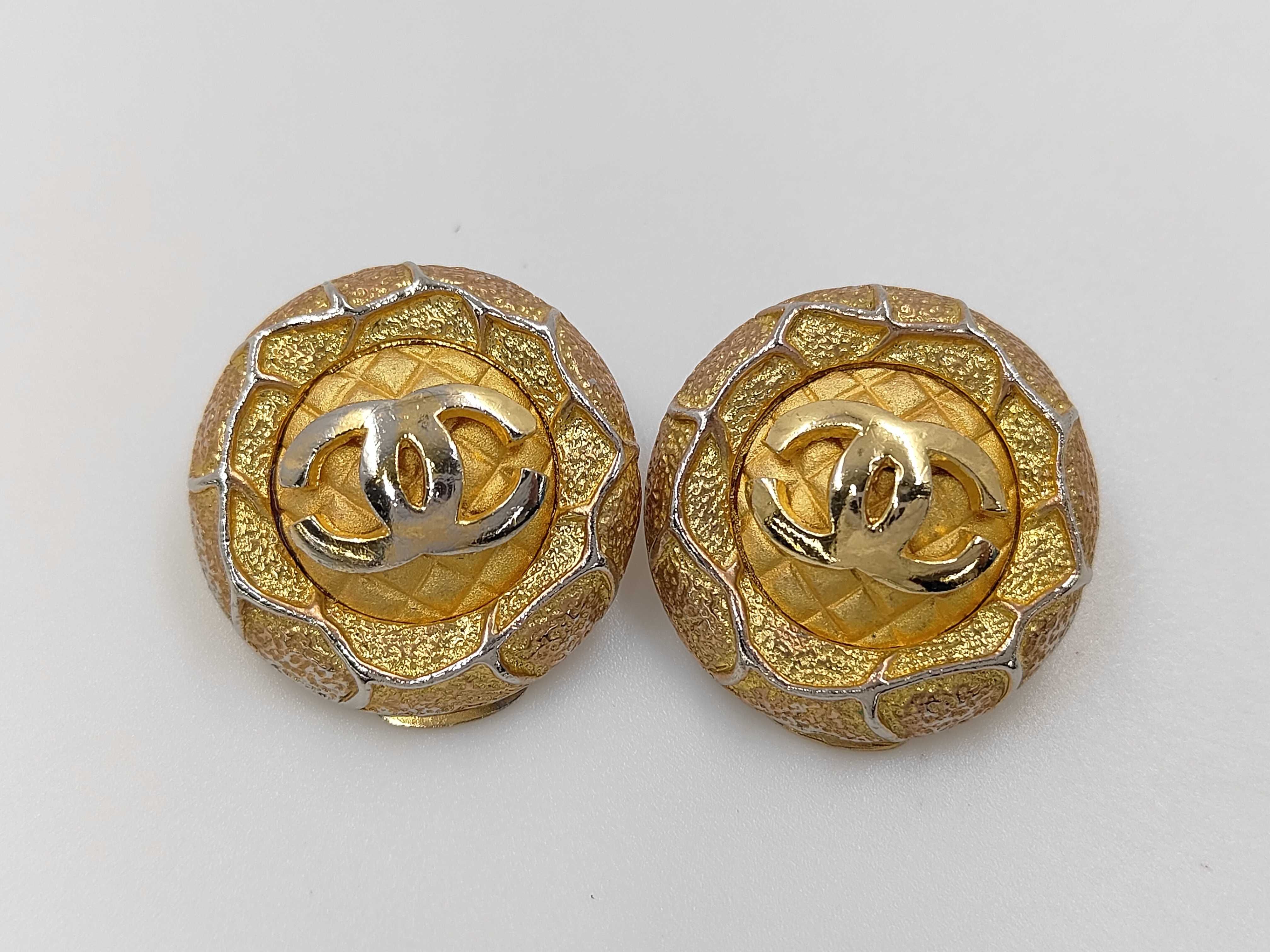Coco Mark Round Earrings Vintage Gold Earrings