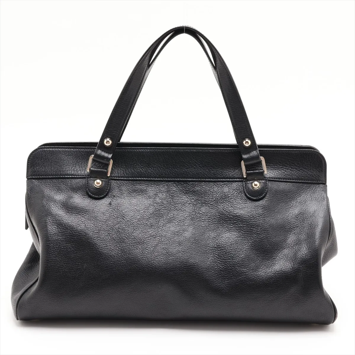 Interlocking G 131445 Leather Handbag, Black — view 2