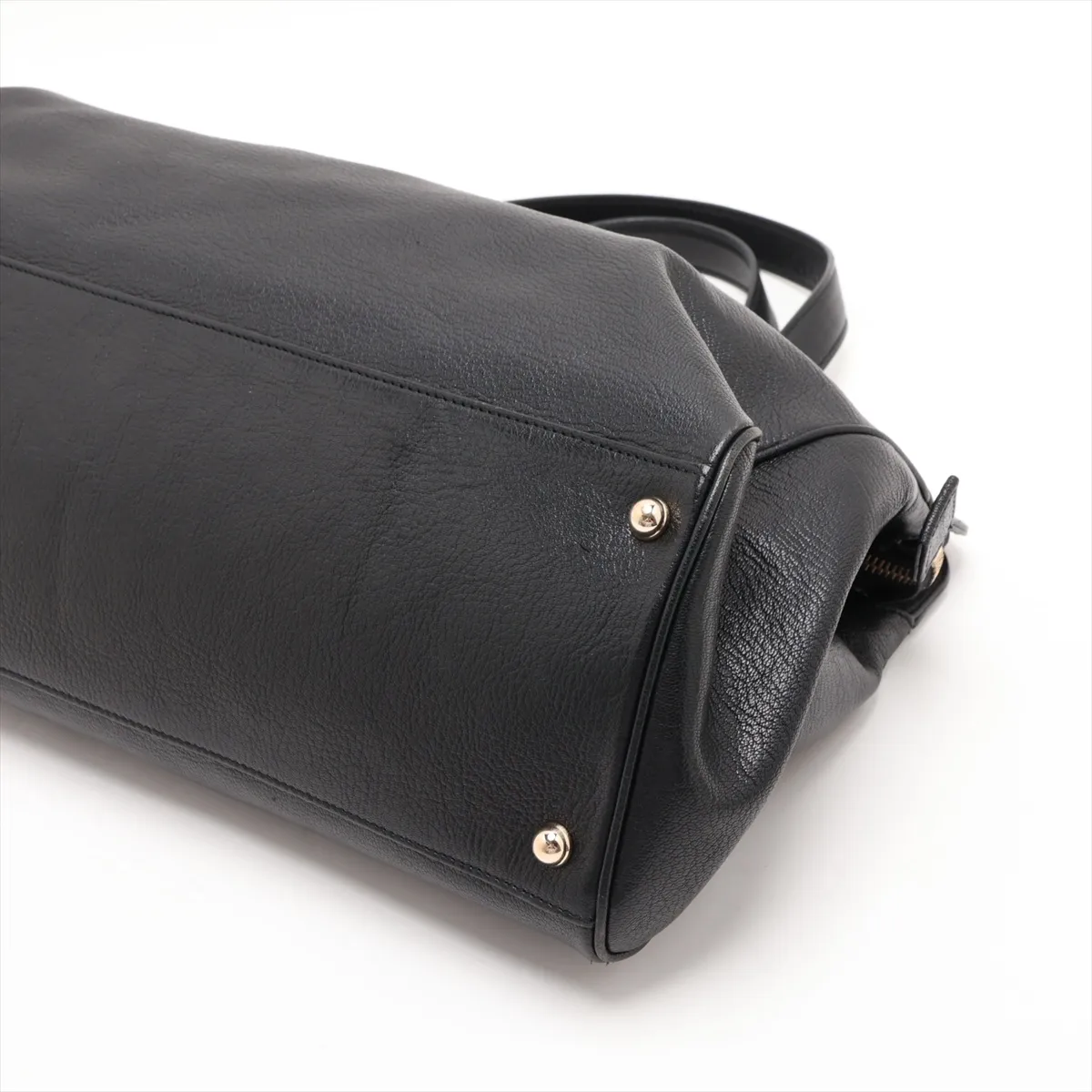 Interlocking G 131445 Leather Handbag, Black — view 3