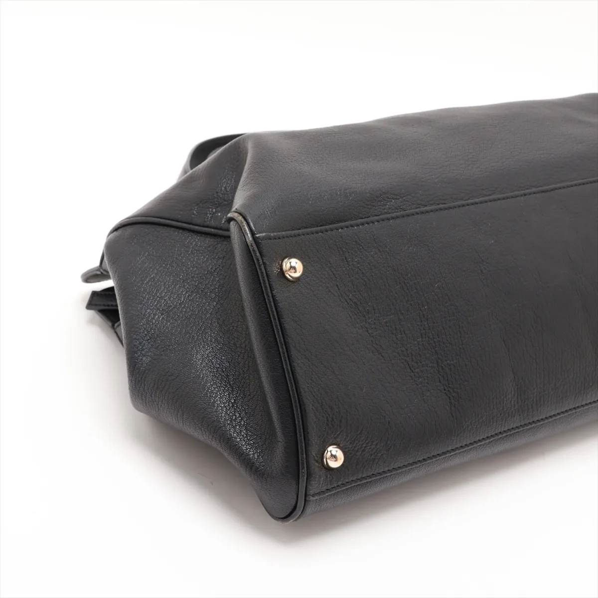 Interlocking G 131445 Leather Handbag, Black — view 4