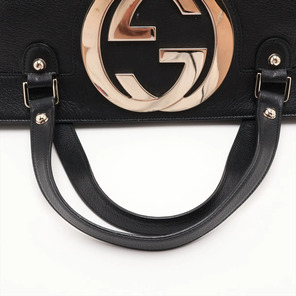 Interlocking G 131445 Leather Handbag, Black — view 5