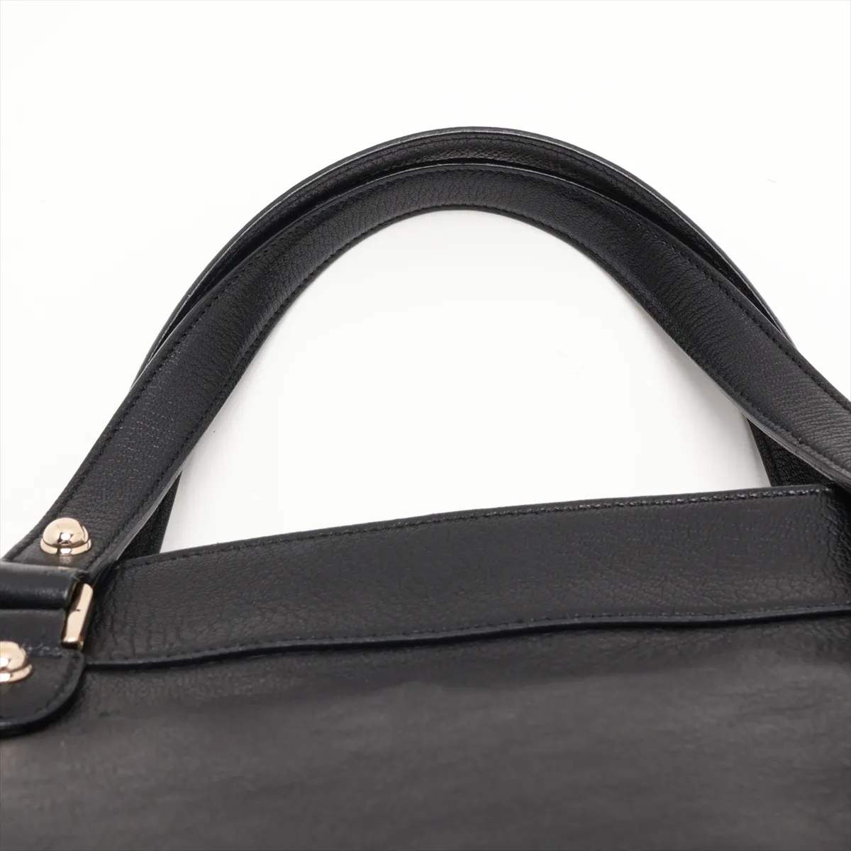 Interlocking G 131445 Leather Handbag, Black — view 6