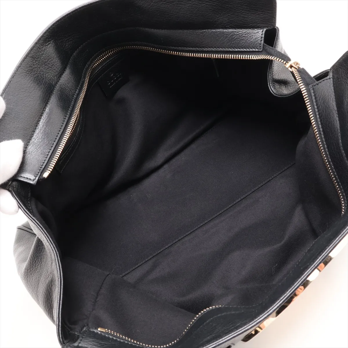 Interlocking G 131445 Leather Handbag, Black — view 7