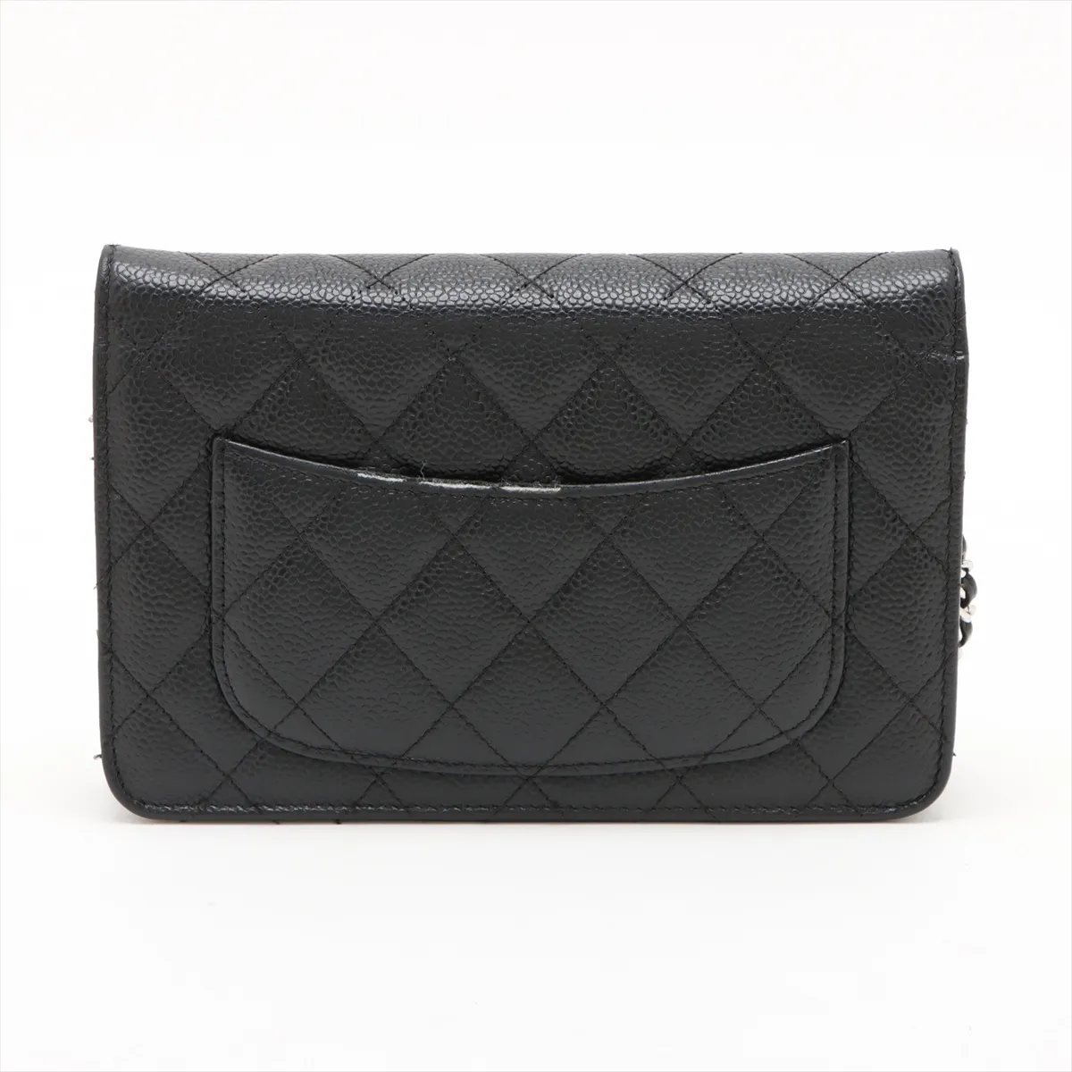 Matelassé Caviar Skin Chain Wallet, Black with Silver Hardware, 19567026, Serial Number 19 — view 2