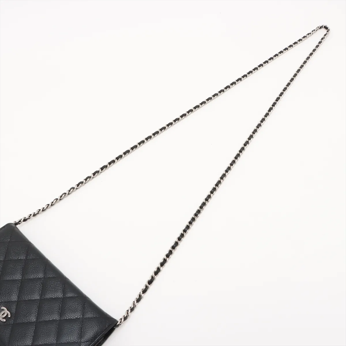 Matelassé Caviar Skin Chain Wallet, Black with Silver Hardware, 19567026, Serial Number 19 — view 5