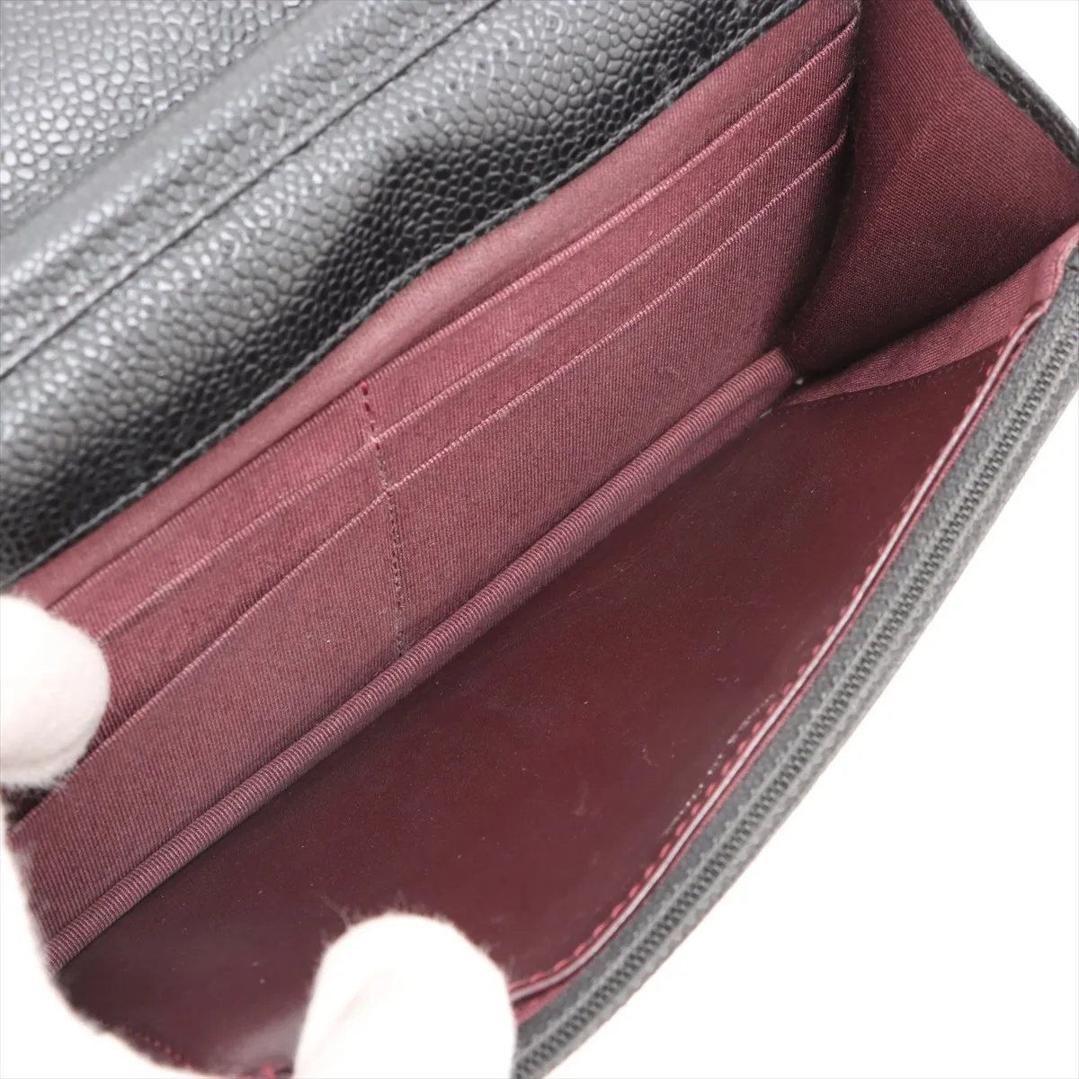 Matelassé Caviar Skin Chain Wallet, Black with Silver Hardware, 19567026, Serial Number 19 — view 6