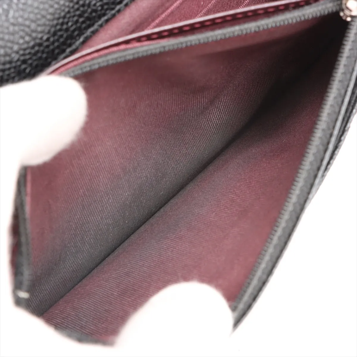 Matelassé Caviar Skin Chain Wallet, Black with Silver Hardware, 19567026, Serial Number 19 — view 8
