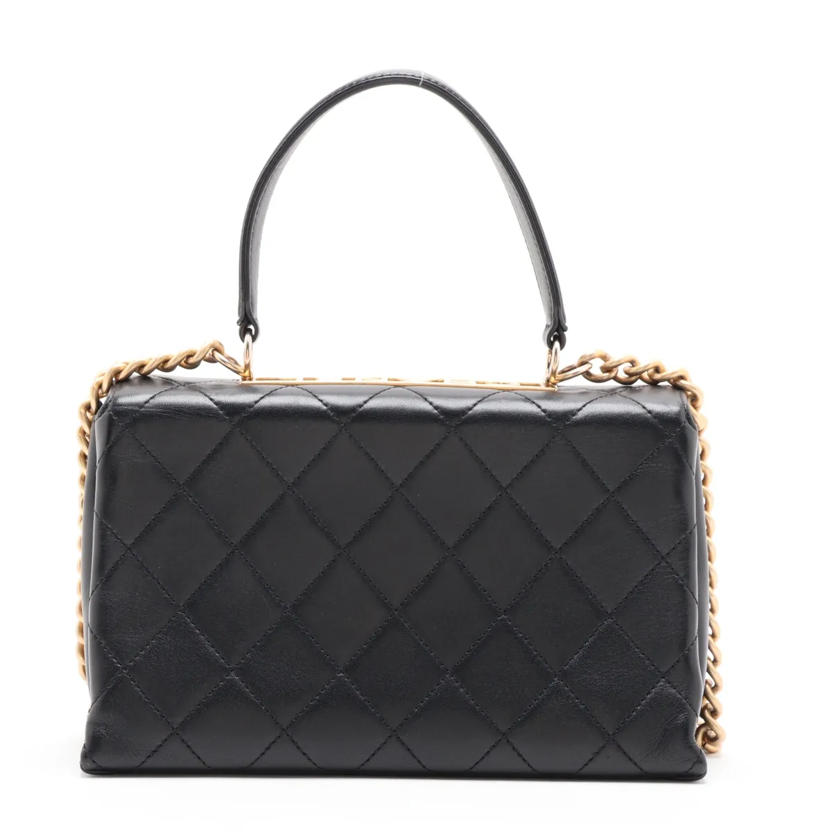 Trendy CC Lambskin 2-Way Handbag, Black with Gold Hardware, 28858798, Serial Number 28, AS1175 — view 2