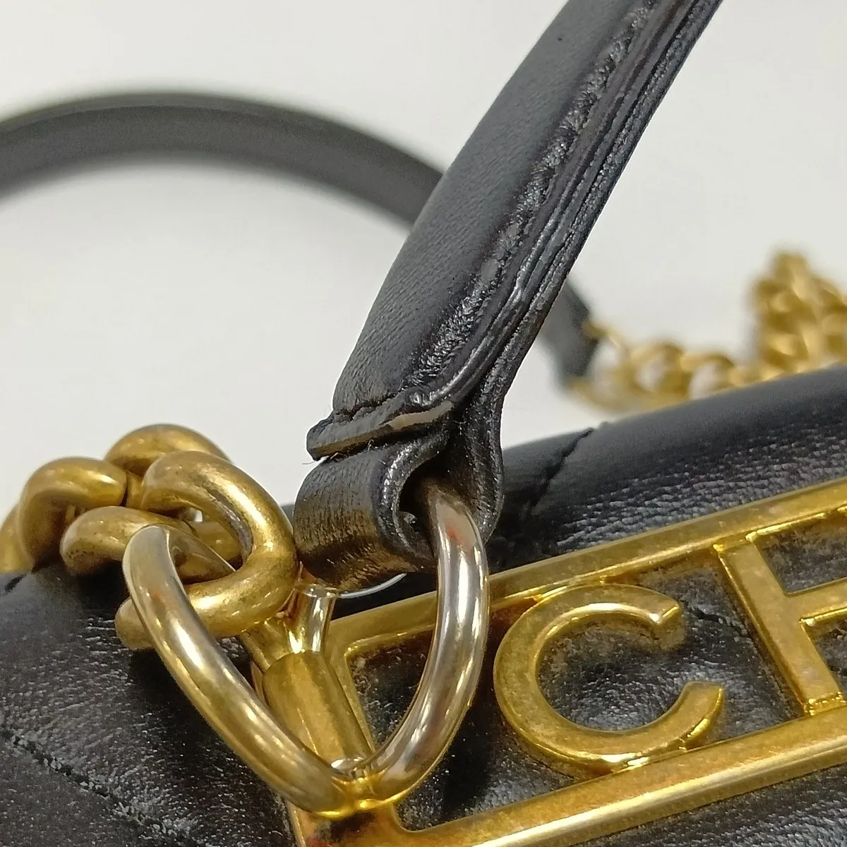 Trendy CC Lambskin 2-Way Handbag, Black with Gold Hardware, 28858798, Serial Number 28, AS1175 — view 14