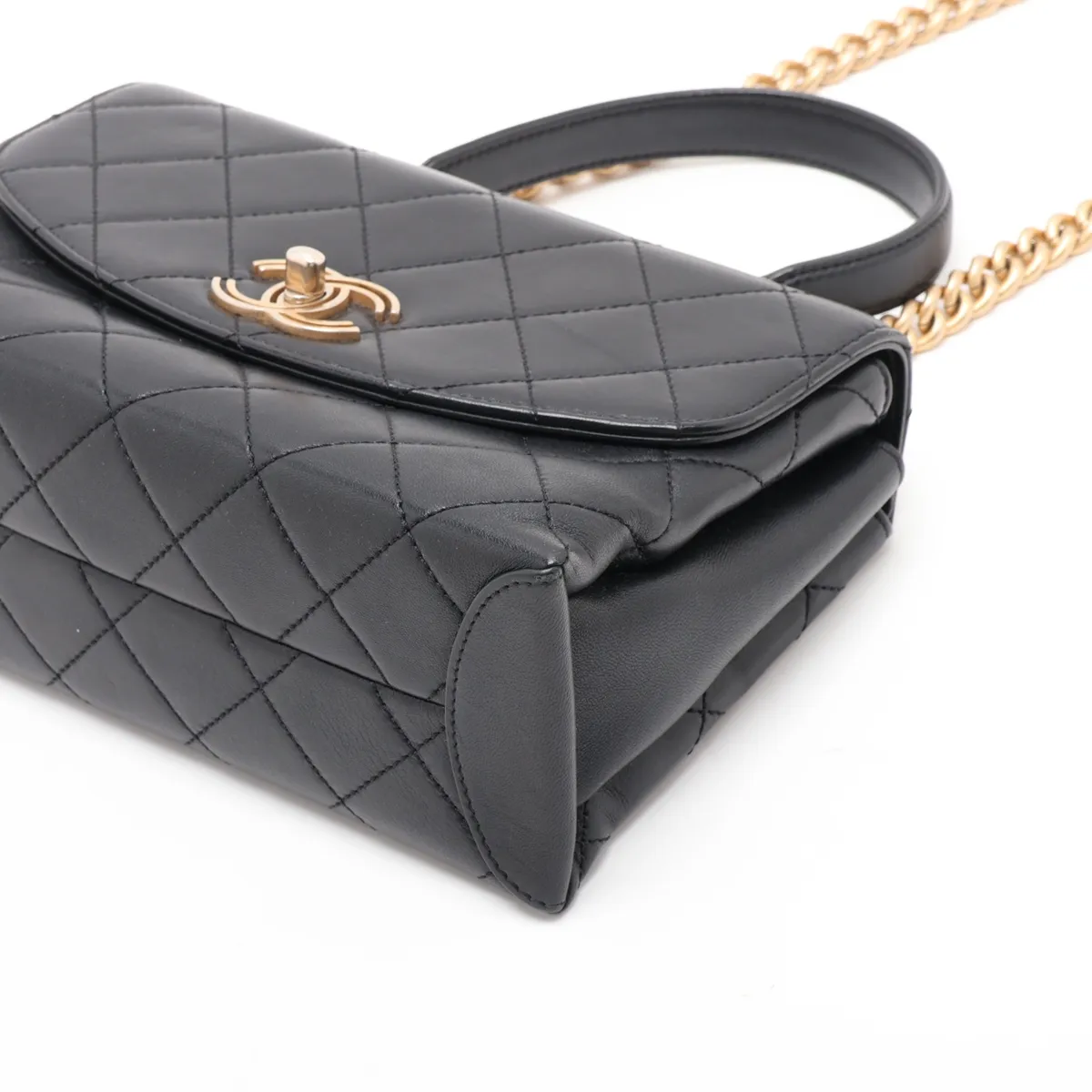 Trendy CC Lambskin 2-Way Handbag, Black with Gold Hardware, 28858798, Serial Number 28, AS1175 — view 3