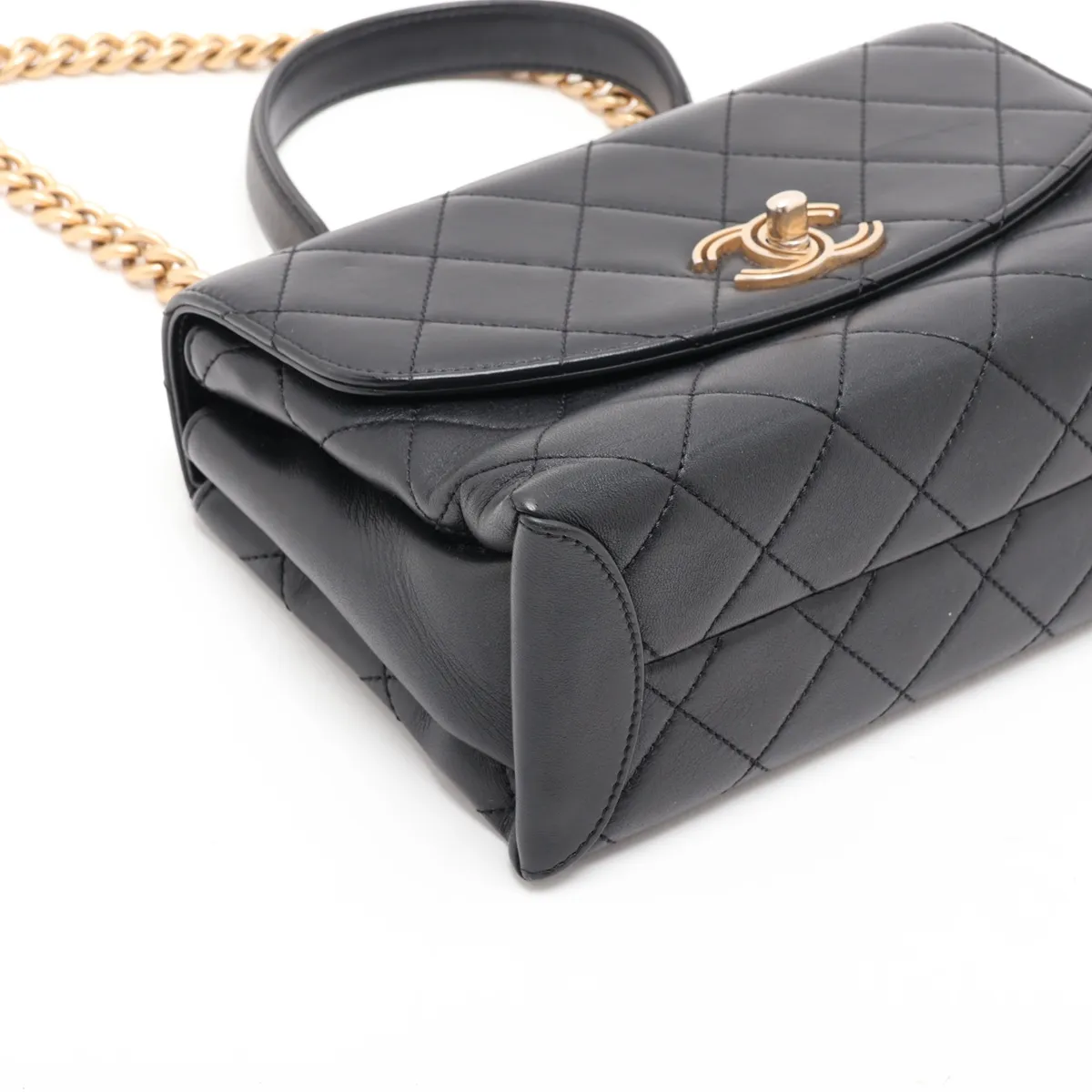 Trendy CC Lambskin 2-Way Handbag, Black with Gold Hardware, 28858798, Serial Number 28, AS1175 — view 4