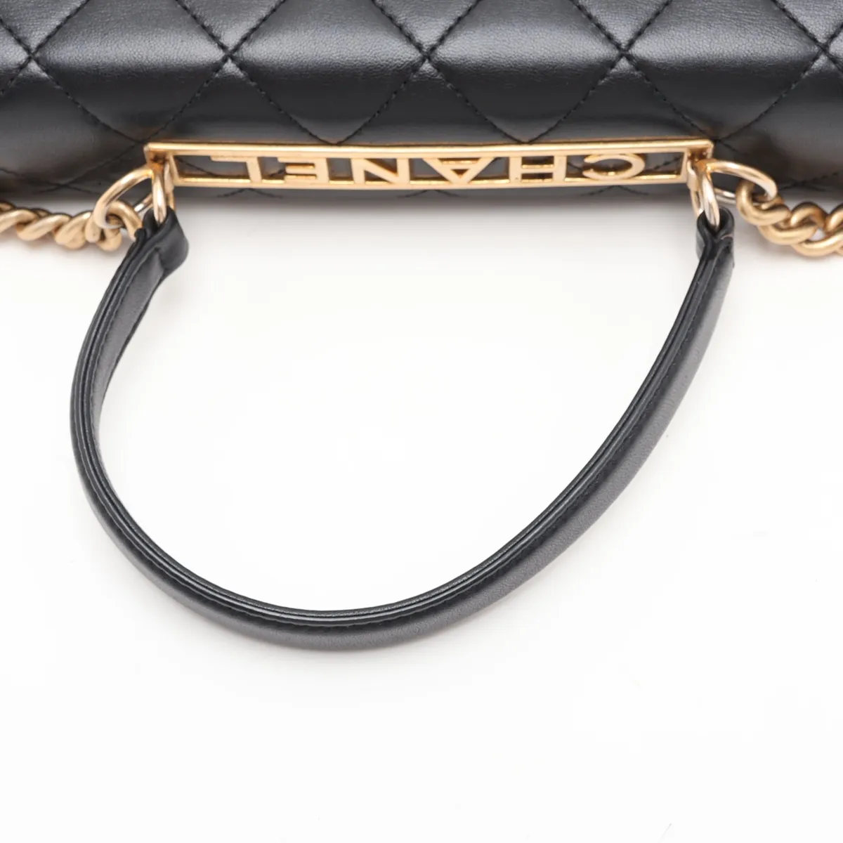 Trendy CC Lambskin 2-Way Handbag, Black with Gold Hardware, 28858798, Serial Number 28, AS1175 — view 5