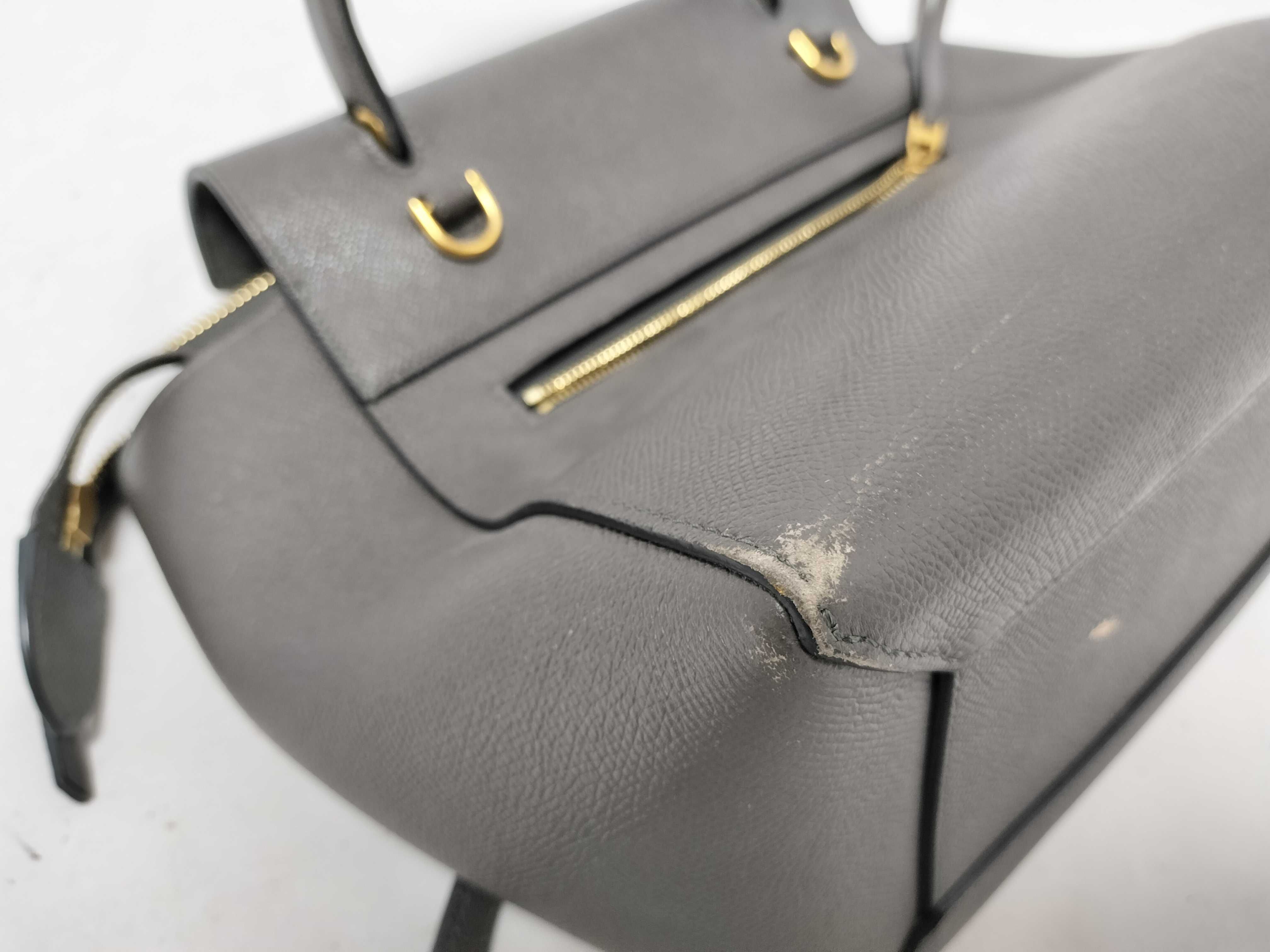 Belt Bag Micro Leather 2-Way Handbag, Gray — view 15