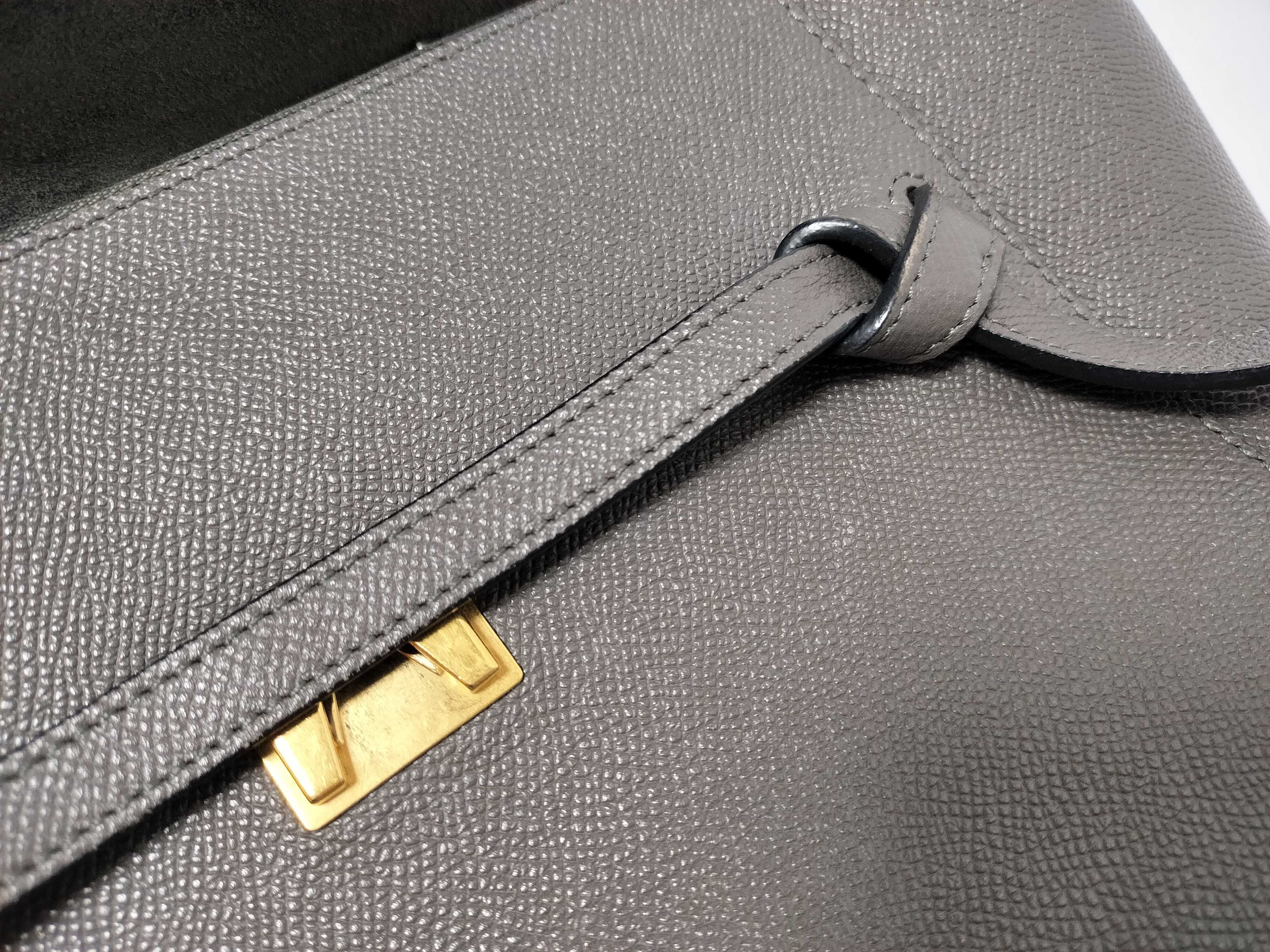 Belt Bag Micro Leather 2-Way Handbag, Gray — view 8