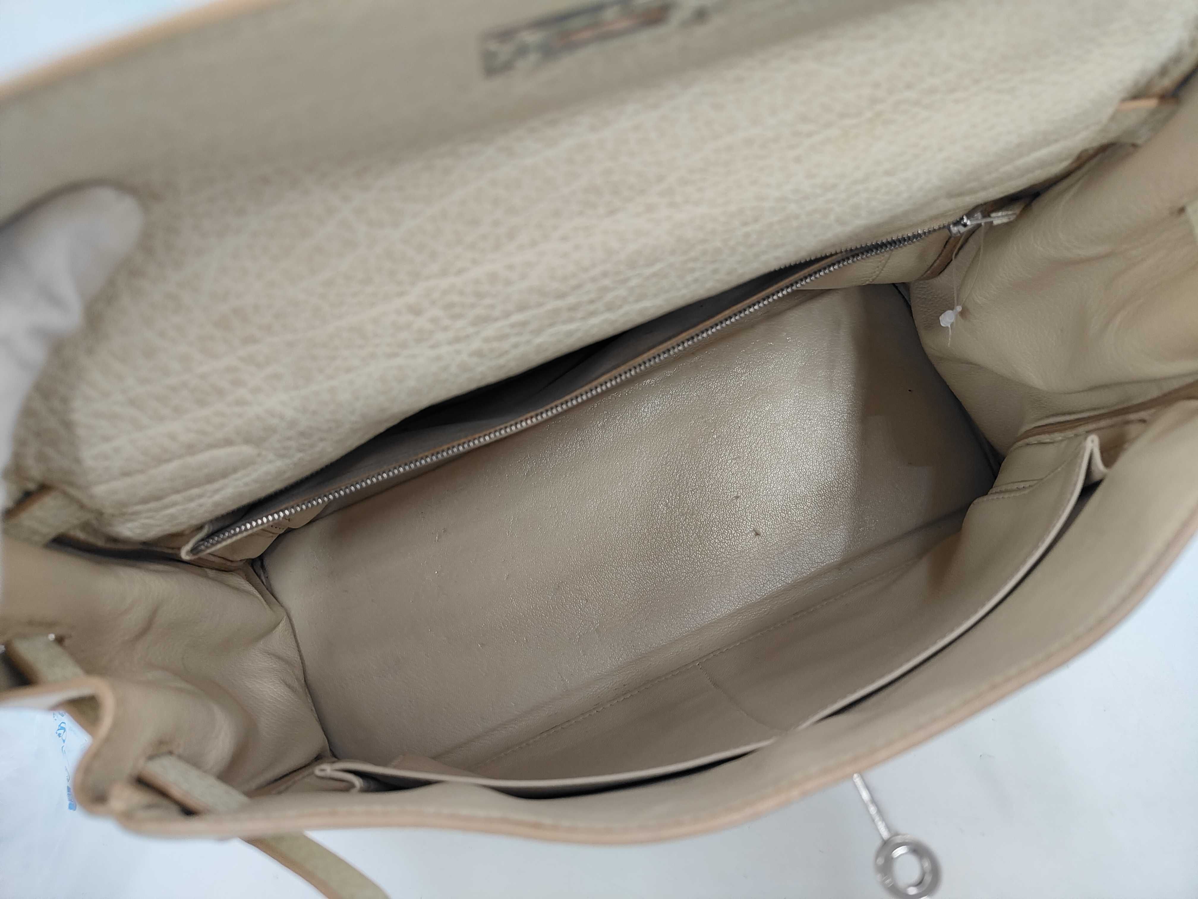 Kelly 32, inside stitching, Chevre leather, white, E stamp, silver hardware, shoulder bag — view 10