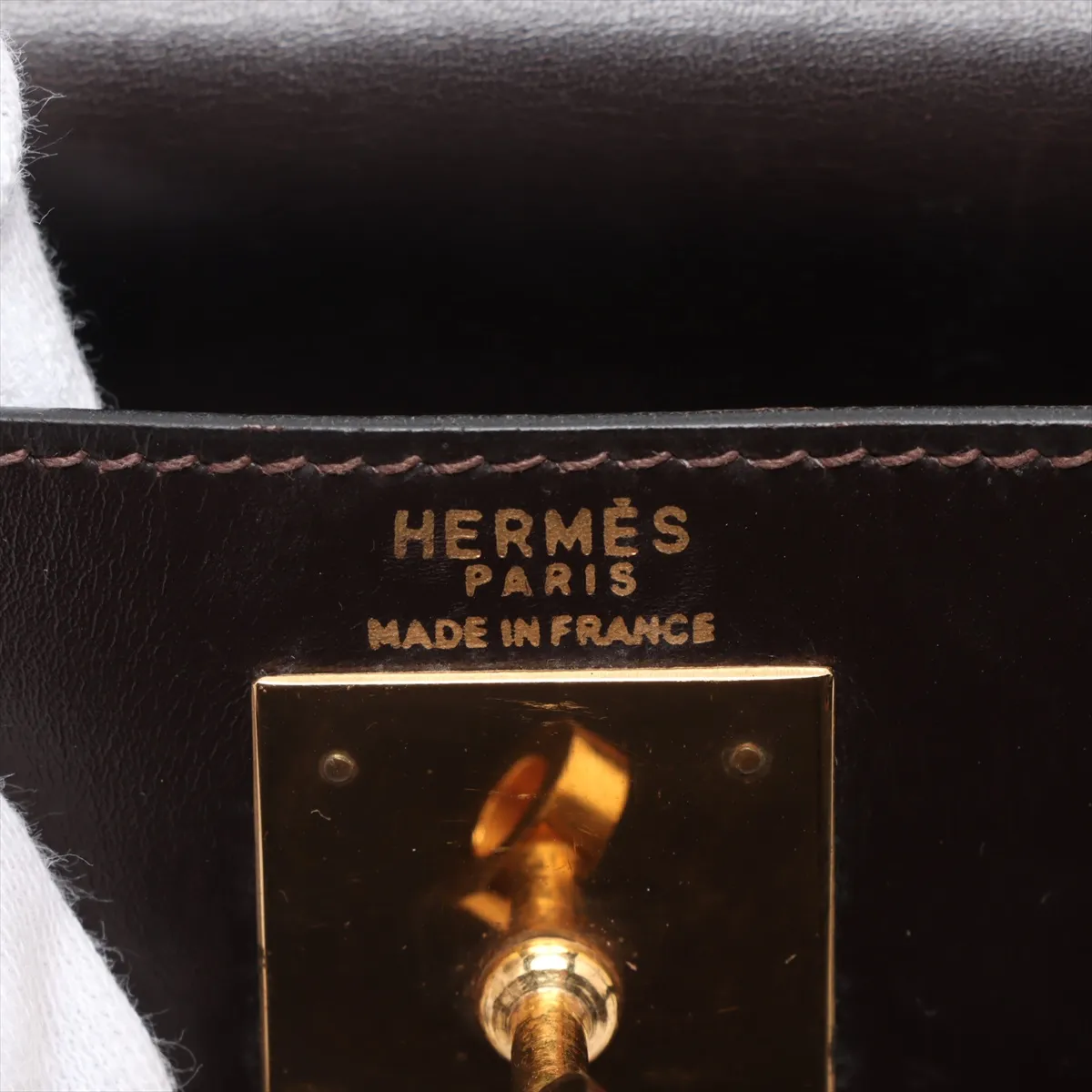 [Individually wrapped] Hermes Kelly 28 Le Tourne Box Calf Chocolat Gold hardware Engraved unclear Cadena Unlocked Hardened — view 11