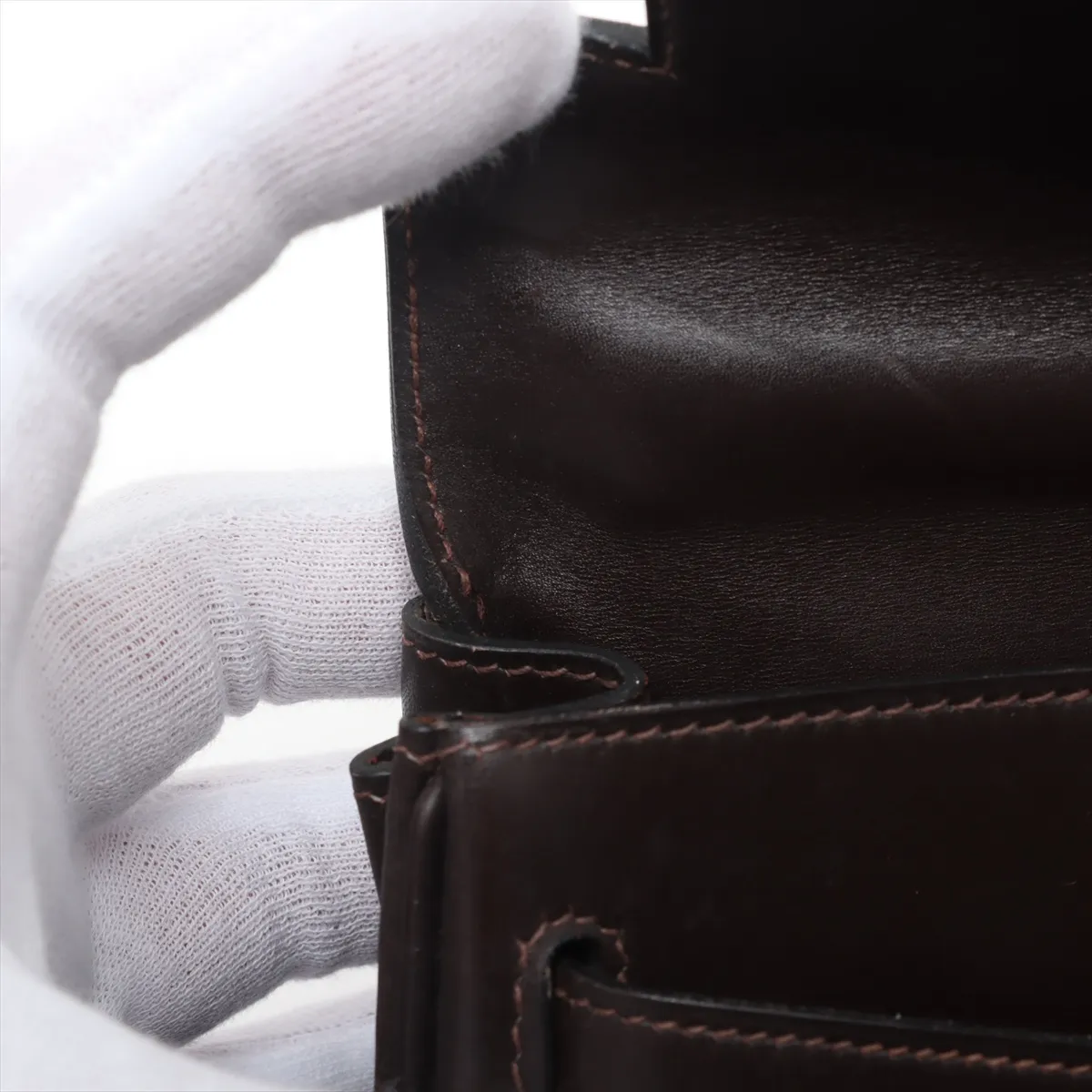 [Individually wrapped] Hermes Kelly 28 Le Tourne Box Calf Chocolat Gold hardware Engraved unclear Cadena Unlocked Hardened — view 15