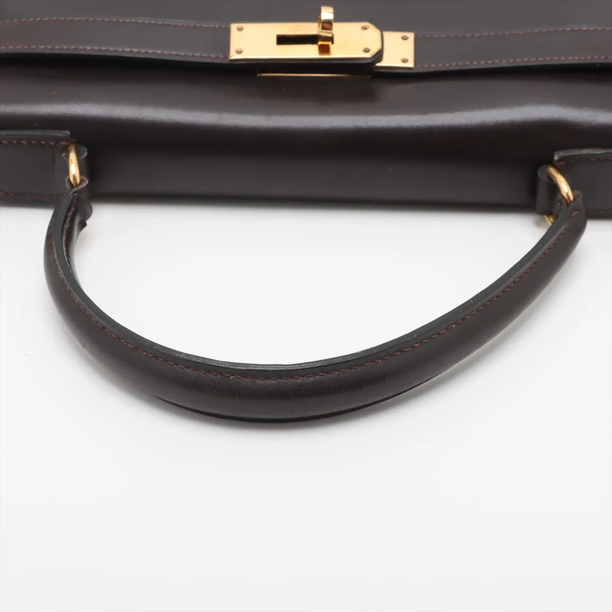 [Individually wrapped] Hermes Kelly 28 Le Tourne Box Calf Chocolat Gold hardware Engraved unclear Cadena Unlocked Hardened — view 5