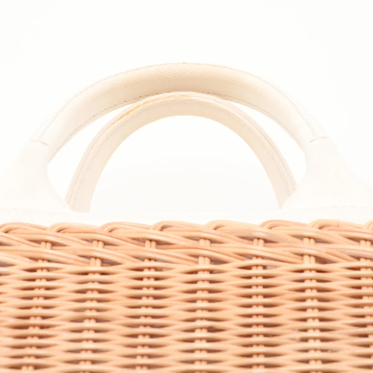 Wicker Rattan x Leather Handbag Beige x White — view 6
