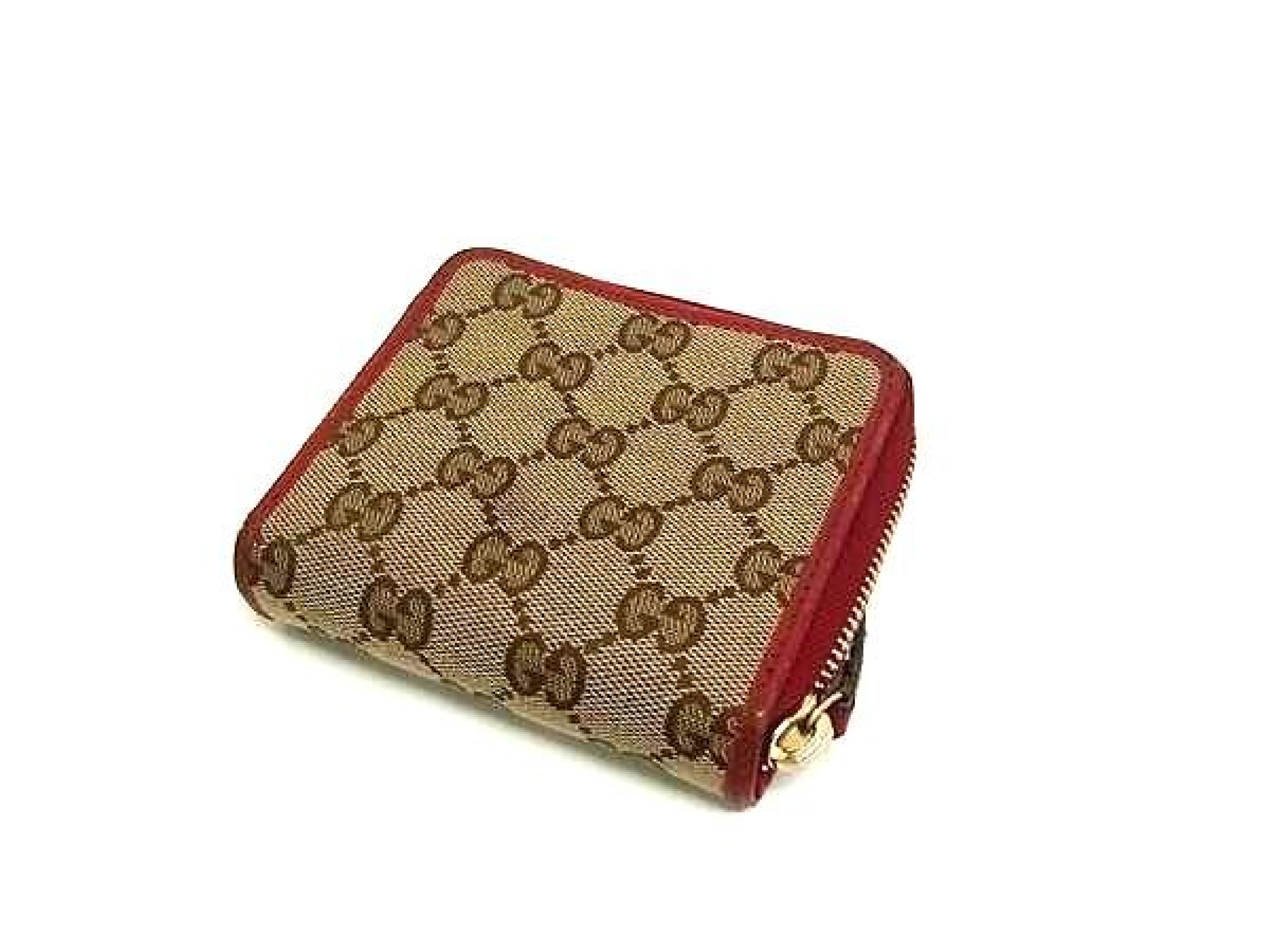 346056 2184 GG Canvas x Leather Bi-fold Wallet, Billfold, Coin Purse, Card Slots, Brown x Red, HE161 — view 2