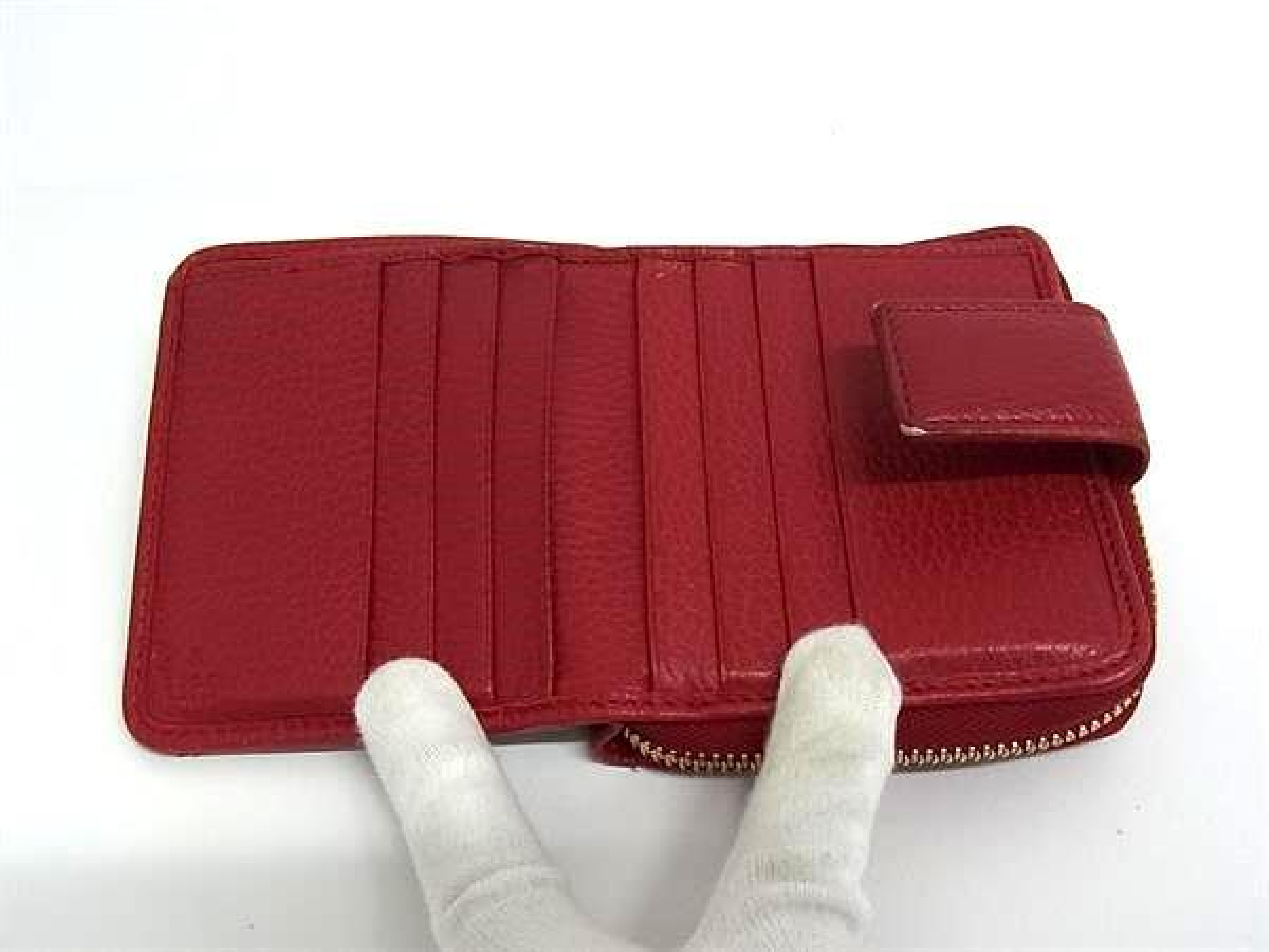 346056 2184 GG Canvas x Leather Bi-fold Wallet, Billfold, Coin Purse, Card Slots, Brown x Red, HE161 — view 3
