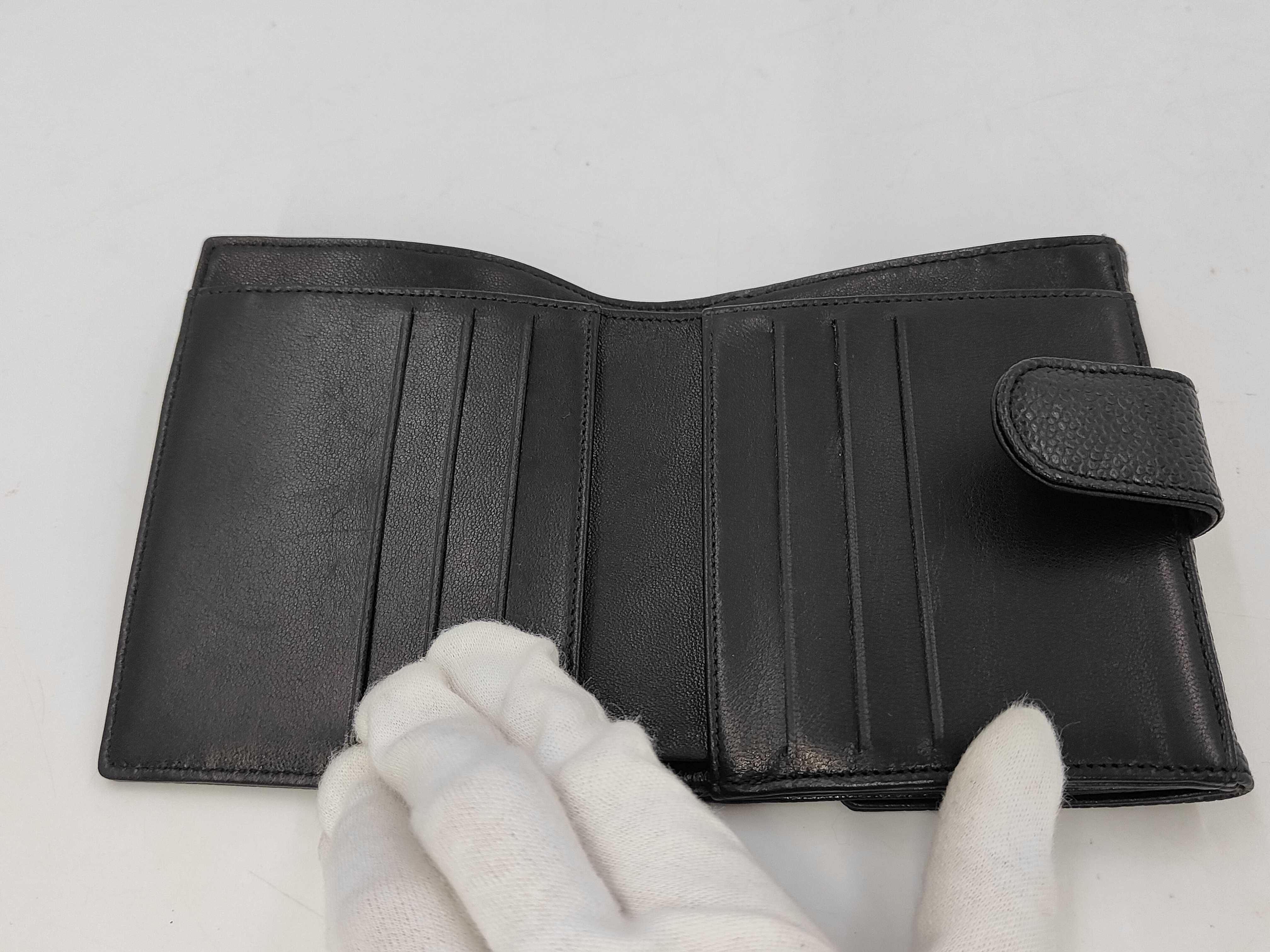 Caviar Leather Bi-fold Wallet with Coco Mark, Black (5719826) — view 8