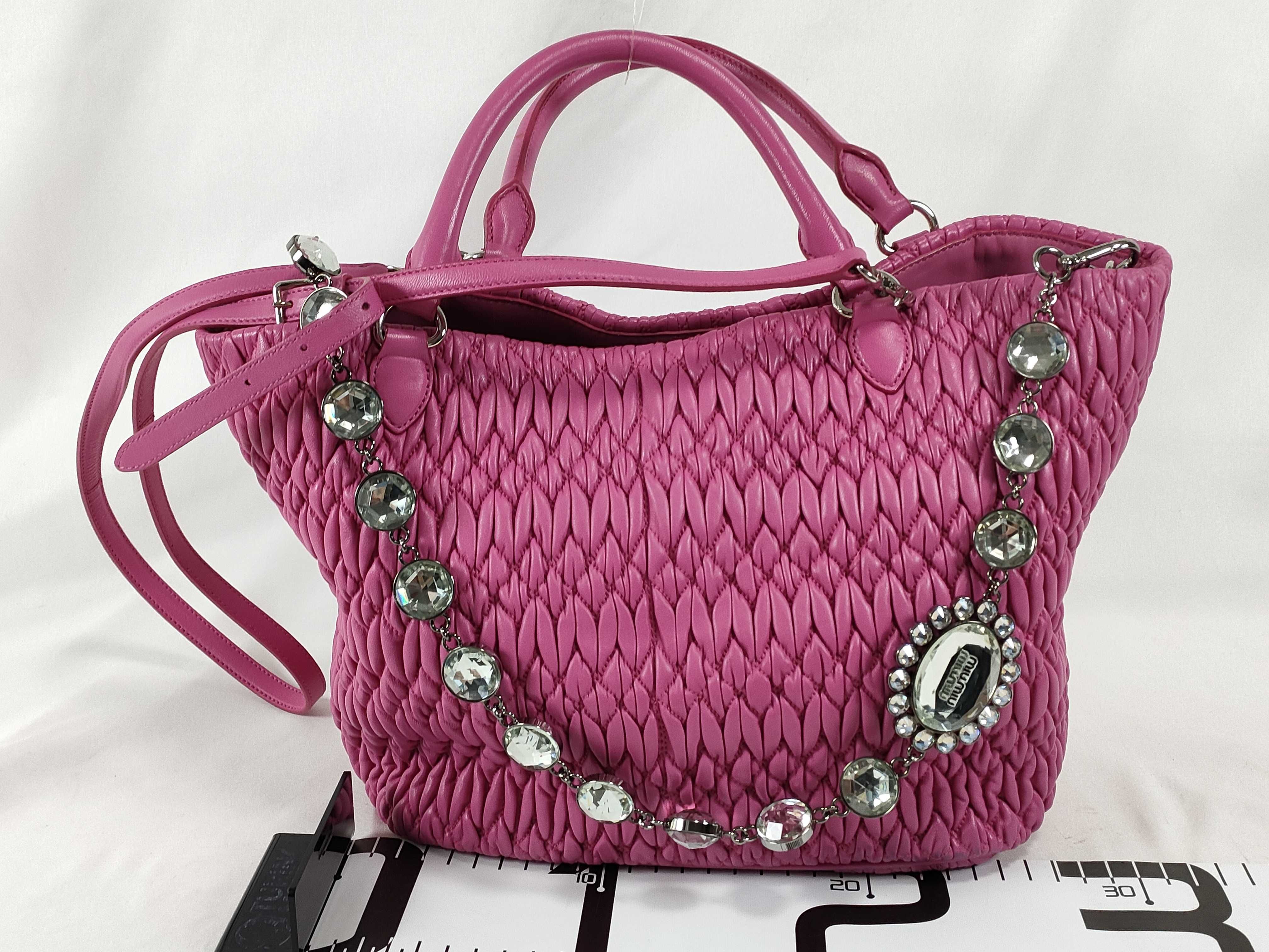 Matelassé Nappa Crystal 2-Way Handbag, Pink Leather Handbag — view 2